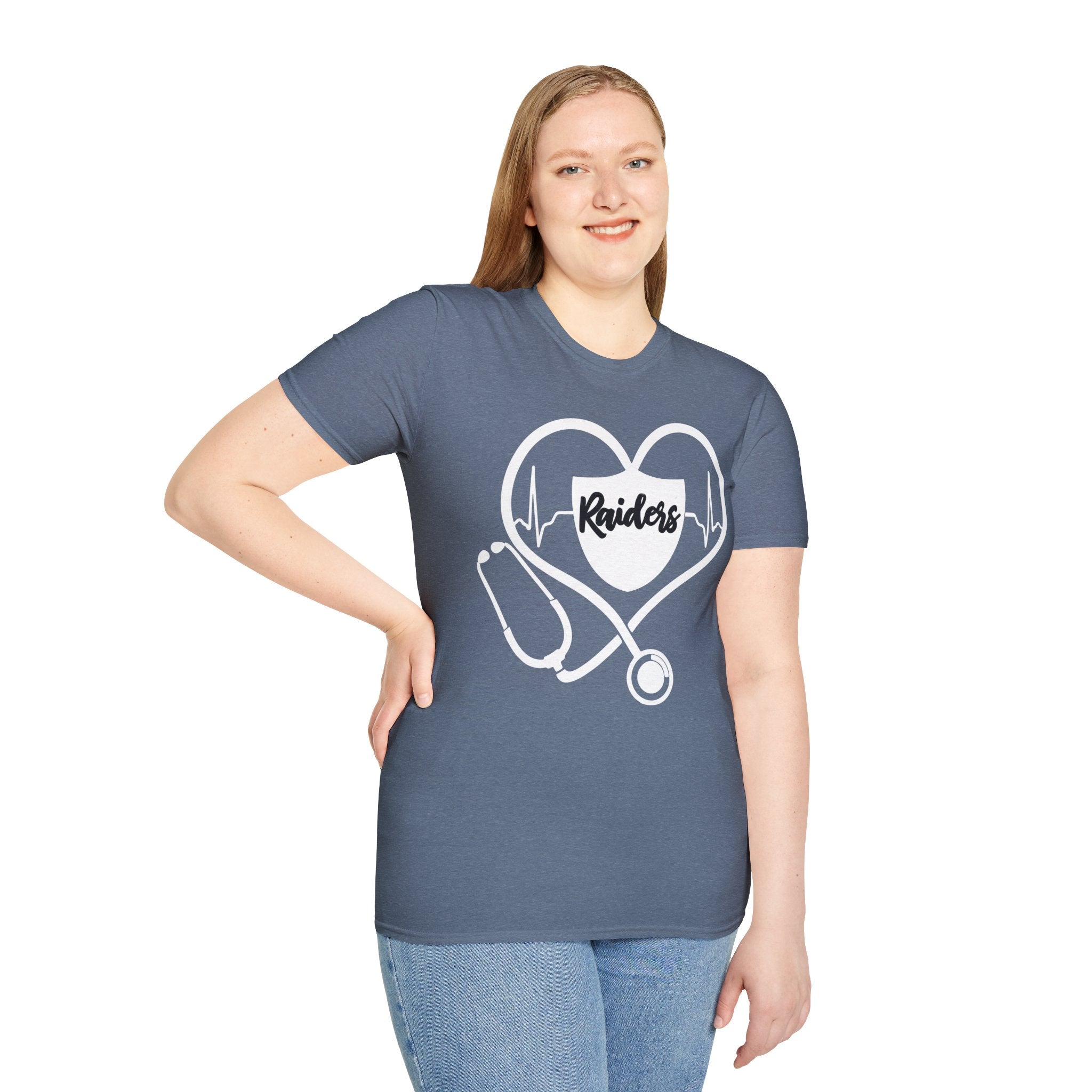 Stethoscope White Raiders Football T-Shirt, Sports Team Shirt, Fan Game Day Clothing, Football Fan Gift, Team Spirit Tee