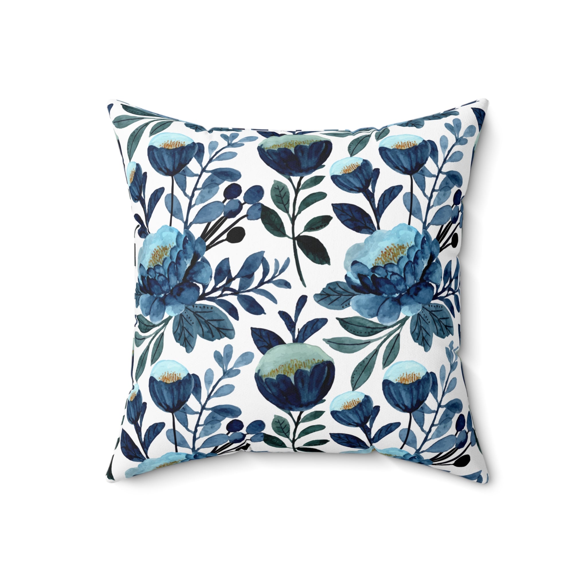 Blue Floral Elegant Vintage Pattern Print Pillow Covers, Decorative Couch Sofa Accent Pillows, Living Room Spun Polyester Square Pillow