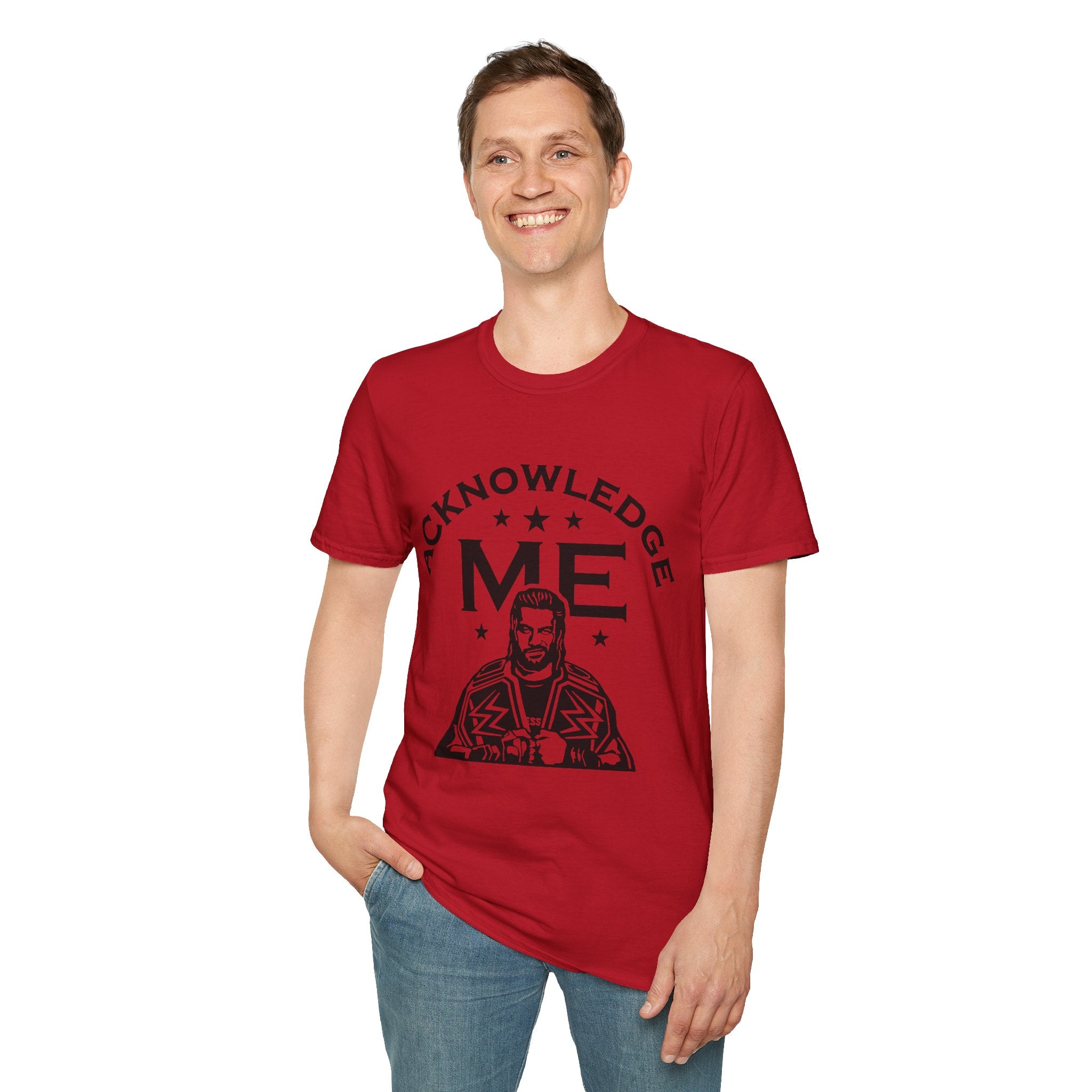 Roman Reigns Unisex Softstyle T-Shirt, Acknowledge Me Wrestling Fan Shirt, Gift, Wrestling Apparel, Roman Reigns Fan Tee
