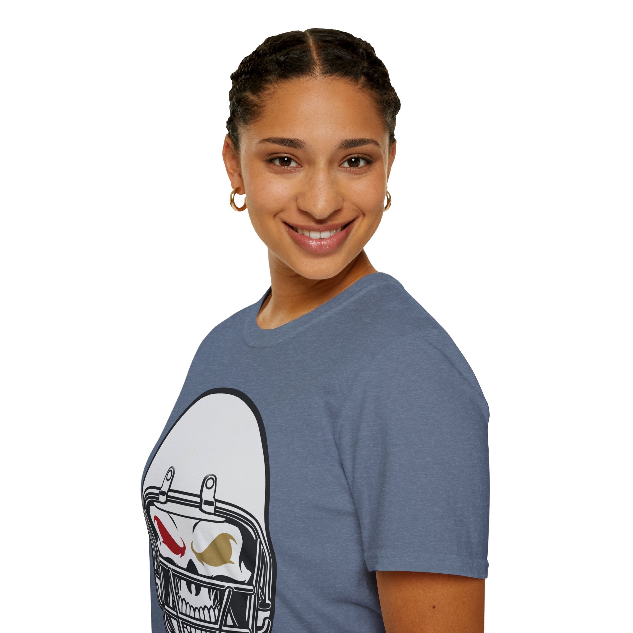 SF Football Skull Helmet T-Shirt - Unique Fan Apparel, Football Team Tee, Game Day Shirt, Sporty Top, Men's Women's Clothing