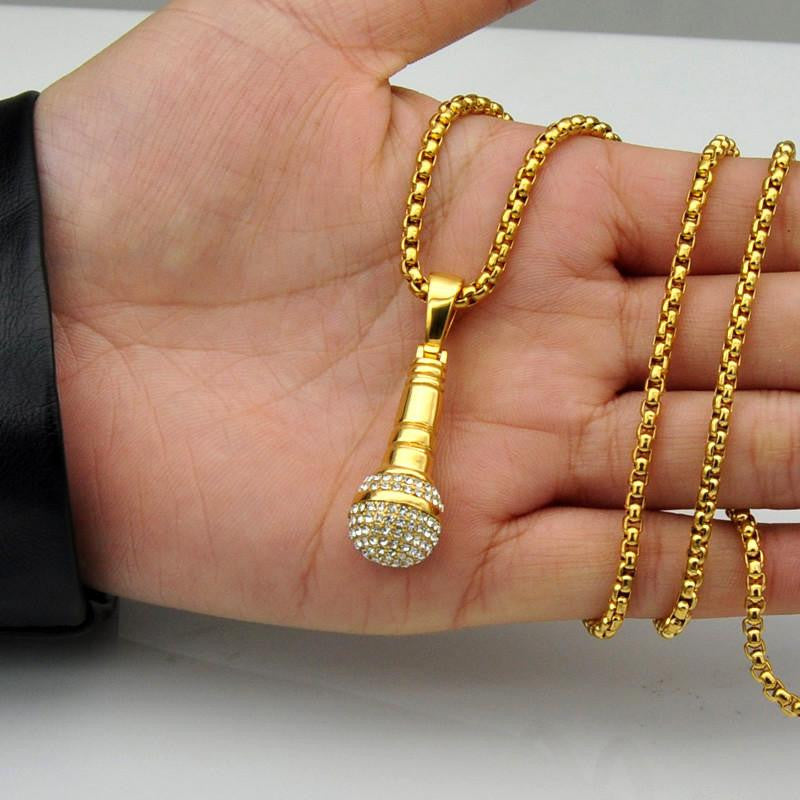 SING YOUR INNER MUSIC BLING MIC NECKLACE