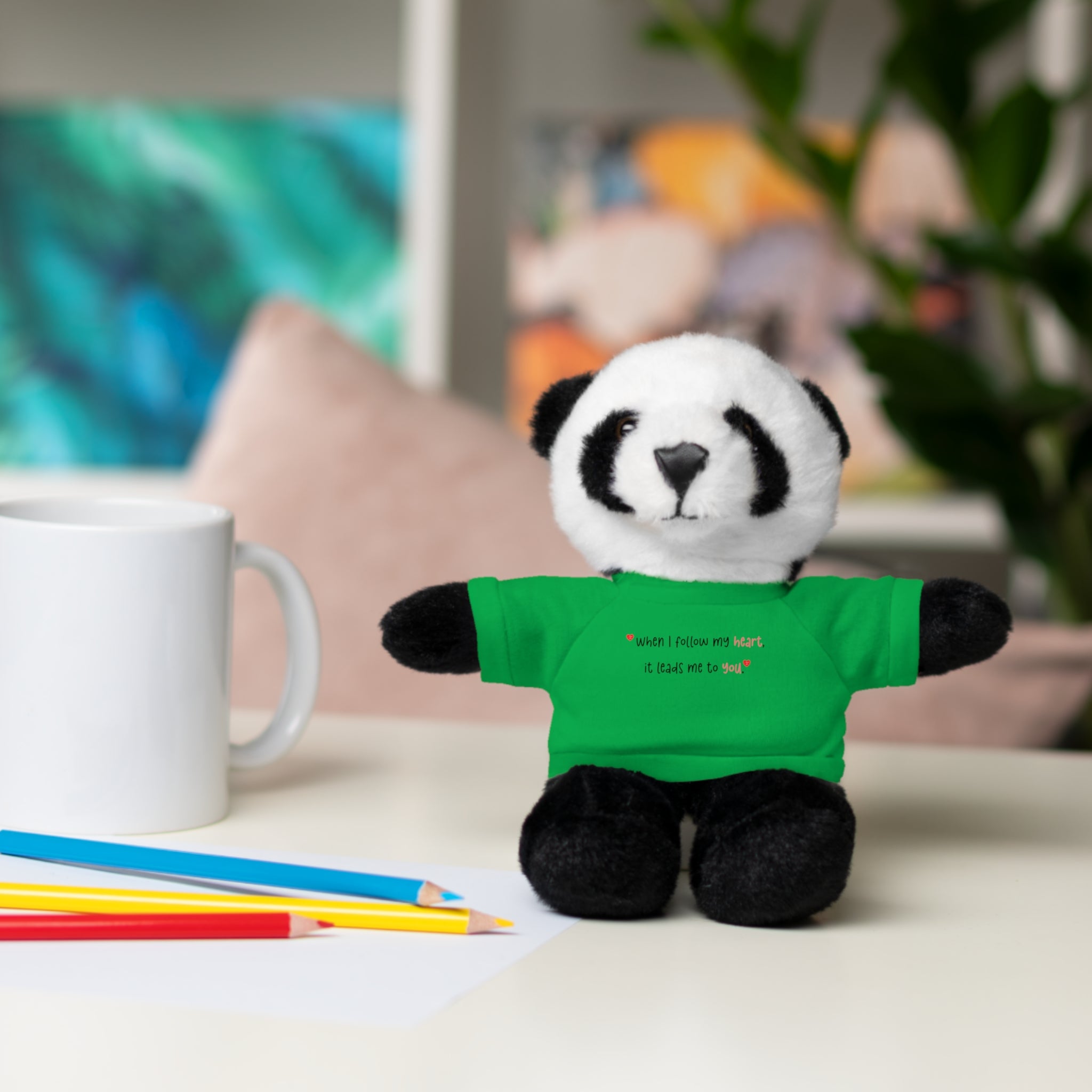 Panda Plushies, I Love You, Stuffed Animals Shirt Printed, Suitable for Soft Valentine's Day Gift Plush Bear Toy