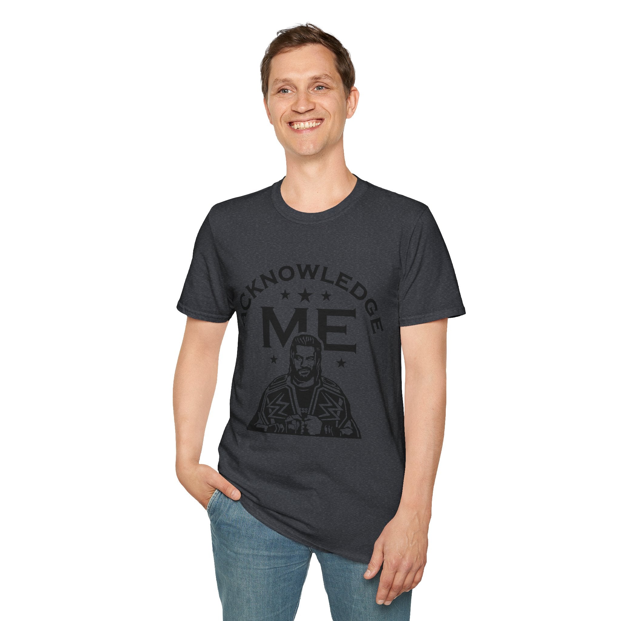 Roman Reigns Unisex Softstyle T-Shirt, Acknowledge Me Wrestling Fan Shirt, Gift, Wrestling Apparel, Roman Reigns Fan Tee