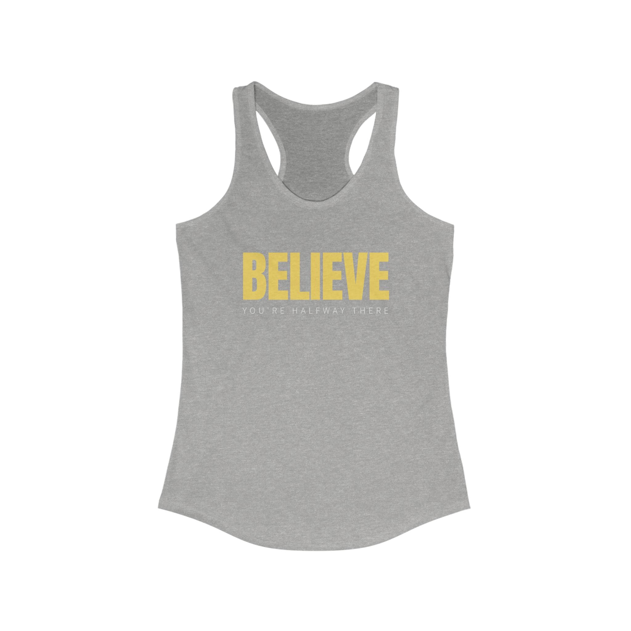 Workout Tank Tops for Women - Gym Exercise Athletic - Yoga Tops Racerback Sports Shirts - Believe - Shirt Print