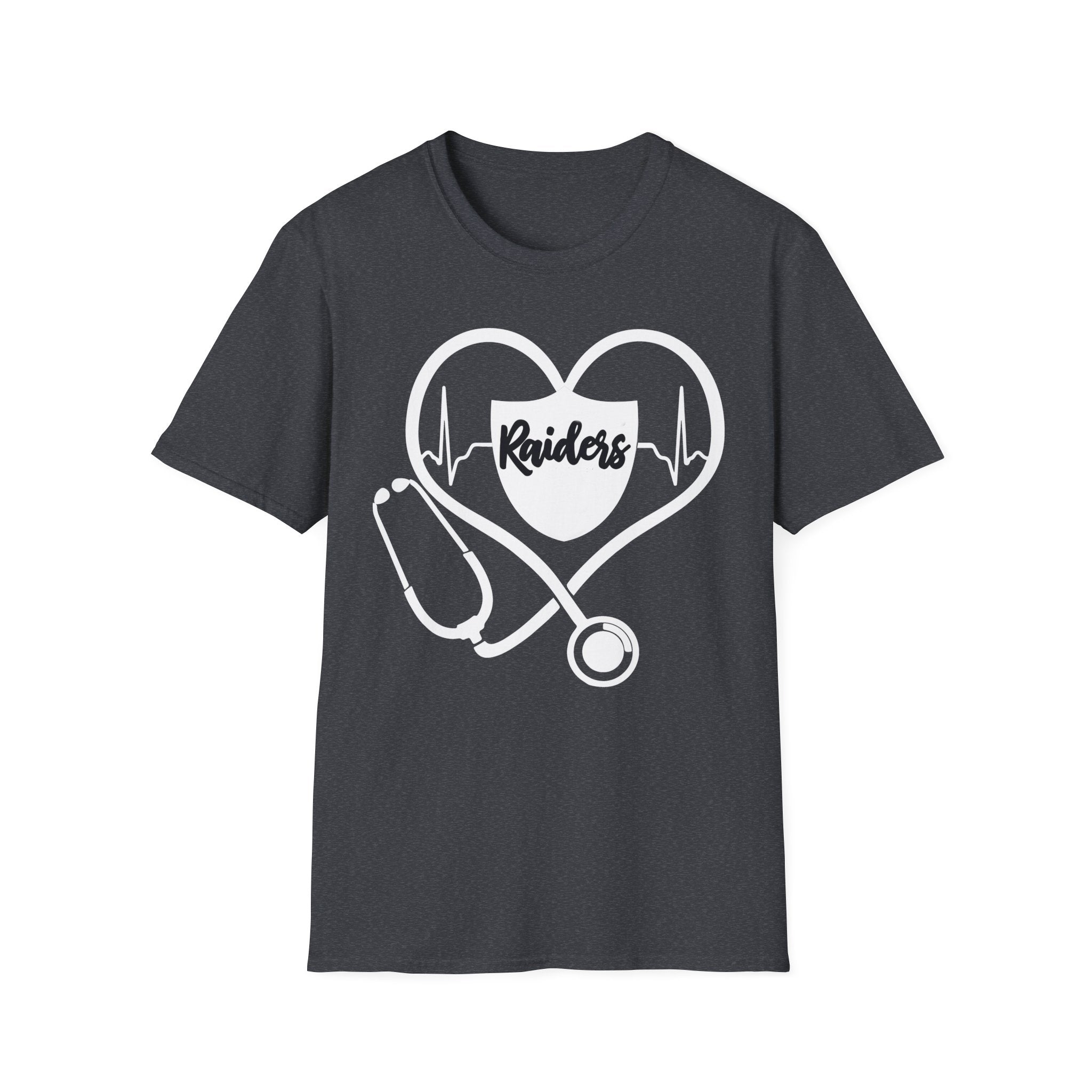 Stethoscope White Raiders Football T-Shirt, Sports Team Shirt, Fan Game Day Clothing, Football Fan Gift, Team Spirit Tee