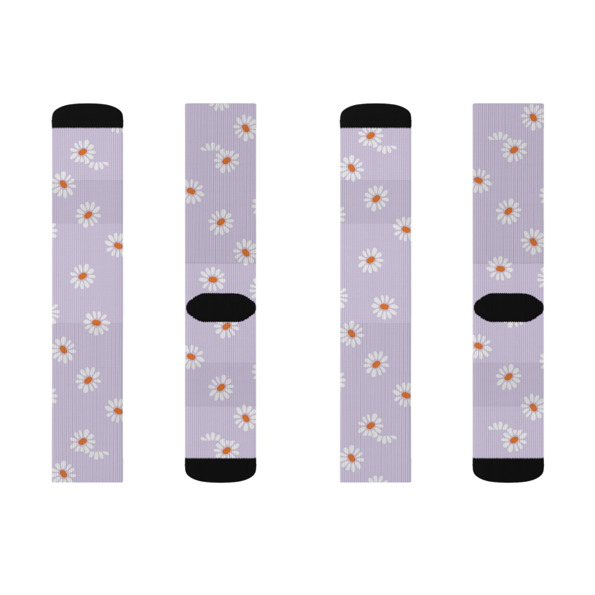 Pastel Purple Flower Pattern Hearts Socks Warm Crew Socks Socks for everyday wear