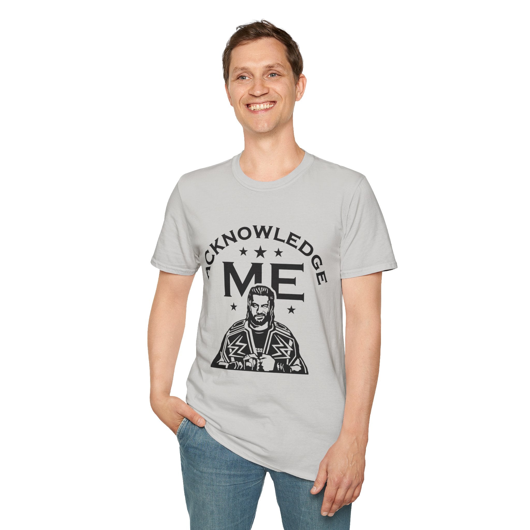 Roman Reigns Unisex Softstyle T-Shirt, Acknowledge Me Wrestling Fan Shirt, Gift, Wrestling Apparel, Roman Reigns Fan Tee