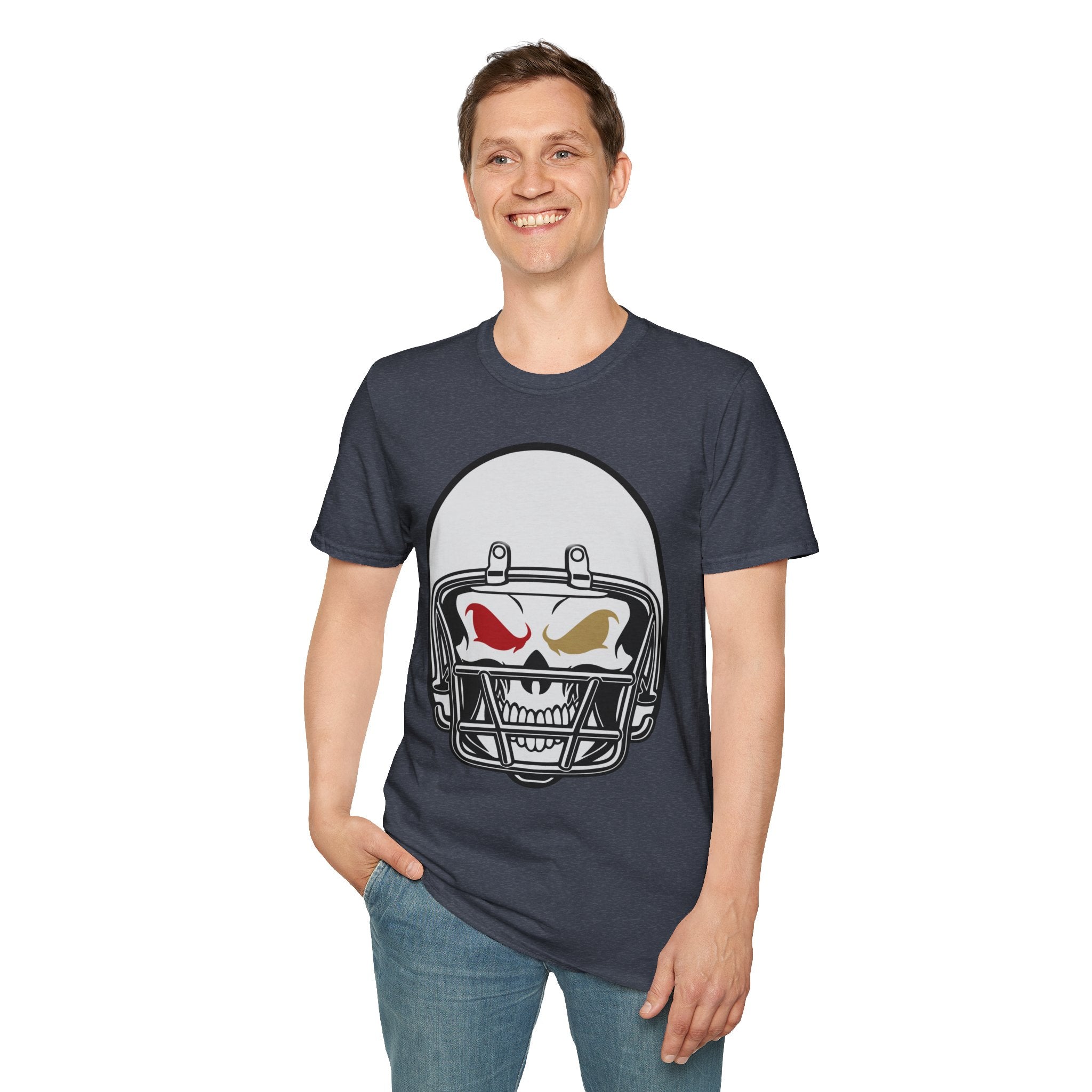 SF Football Skull Helmet T-Shirt - Unique Fan Apparel, Football Team Tee, Game Day Shirt, Sporty Top, Men's Women's Clothing