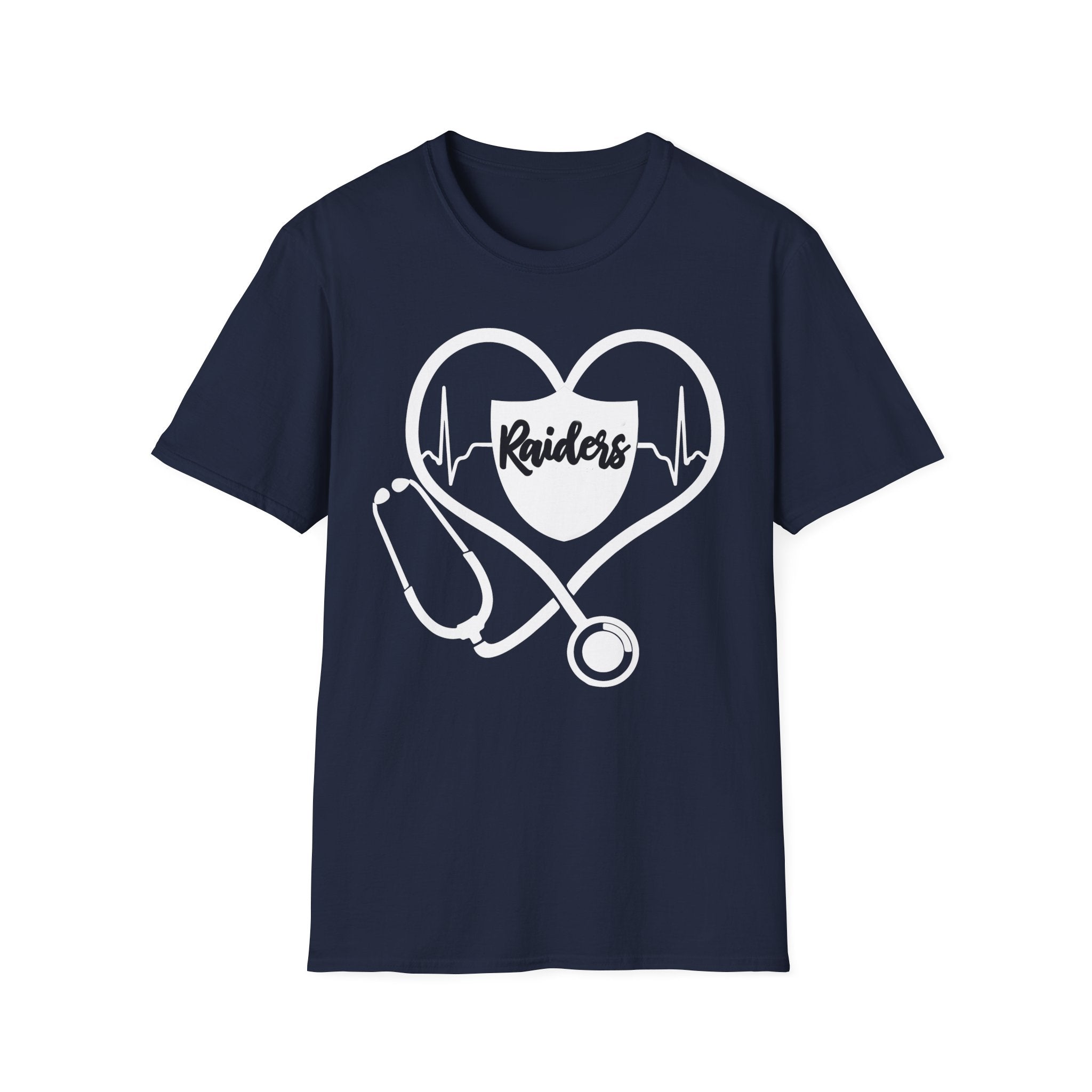 Stethoscope White Raiders Football T-Shirt, Sports Team Shirt, Fan Game Day Clothing, Football Fan Gift, Team Spirit Tee
