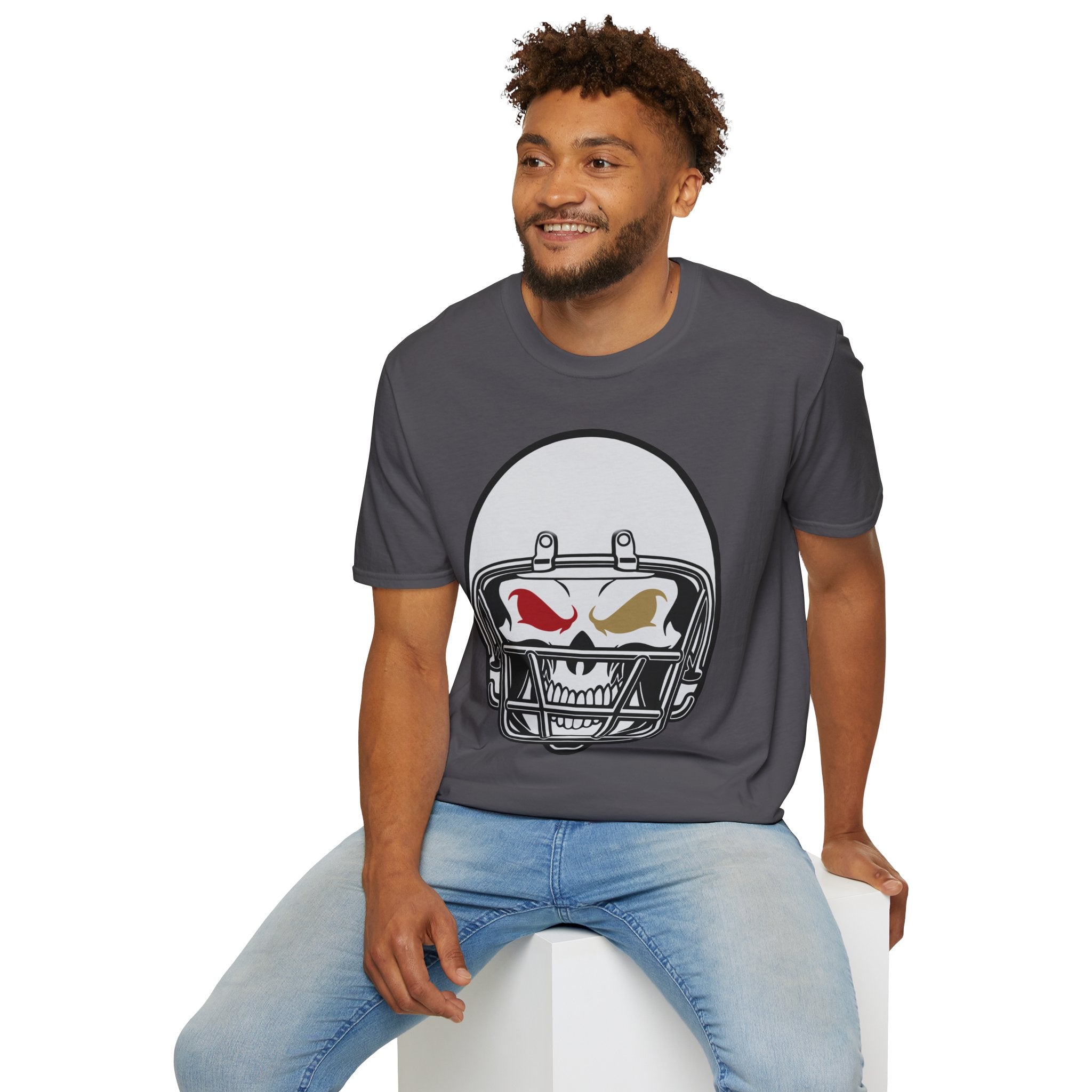 SF Football Skull Helmet T-Shirt - Unique Fan Apparel, Football Team Tee, Game Day Shirt, Sporty Top, Men's Women's Clothing