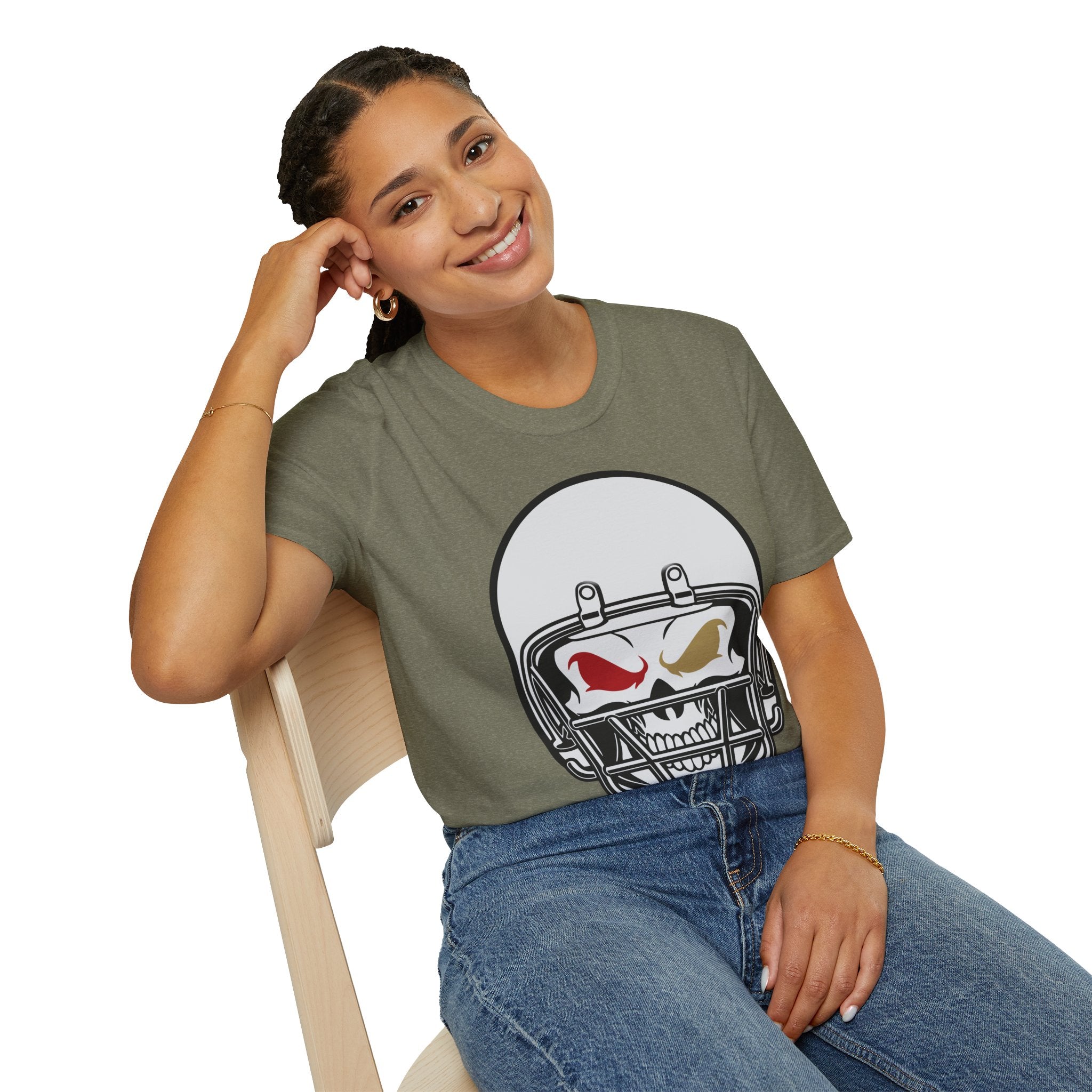SF Football Skull Helmet T-Shirt - Unique Fan Apparel, Football Team Tee, Game Day Shirt, Sporty Top, Men's Women's Clothing