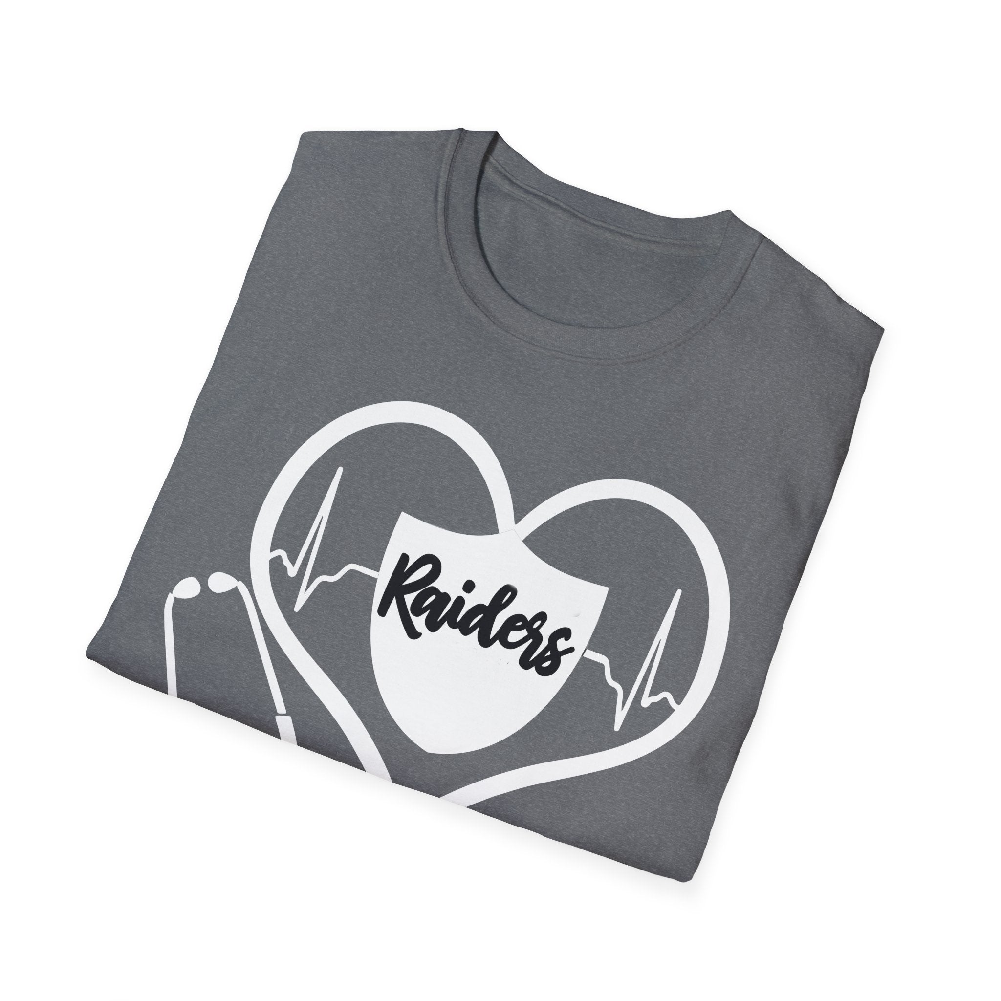 Stethoscope White Raiders Football T-Shirt, Sports Team Shirt, Fan Game Day Clothing, Football Fan Gift, Team Spirit Tee