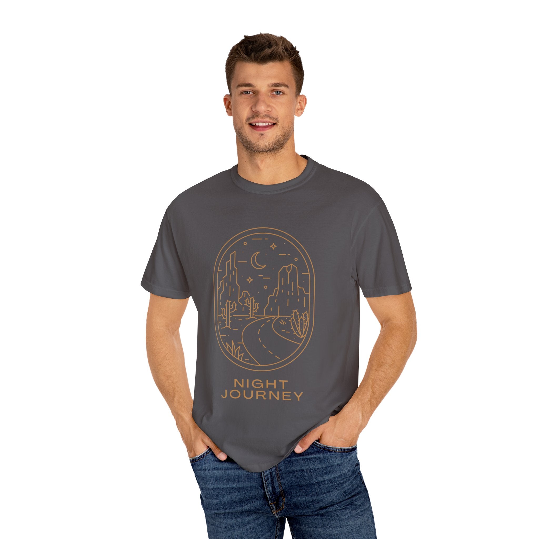 Night Journey, Graphic Design Unisex T-shirt, Casual Cotton Outwear, Gift for Him- Gift for Her, Stylish Tee, Cool Shirt, Trendy Apparel, Comfortable Top,