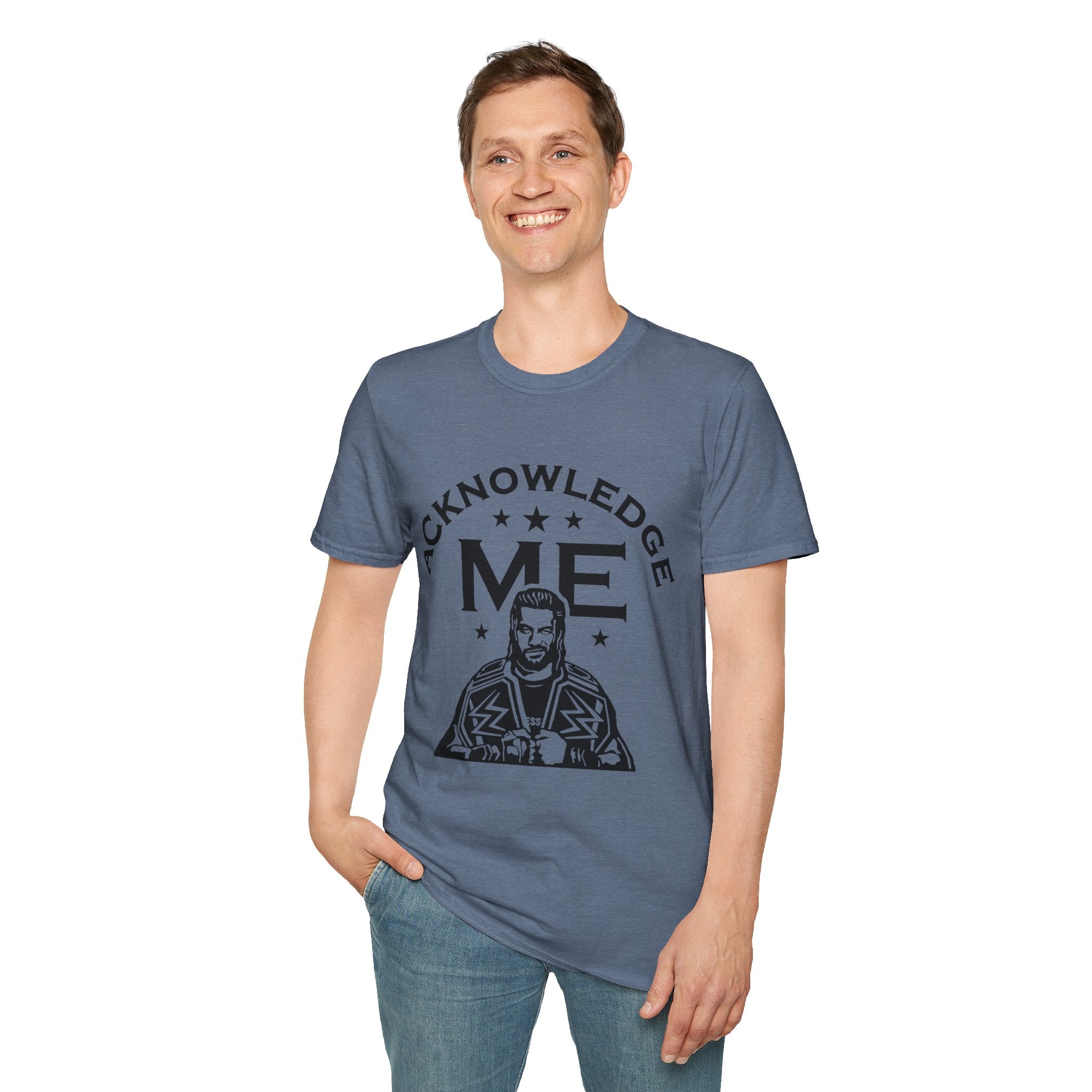 Roman Reigns Unisex Softstyle T-Shirt, Acknowledge Me Wrestling Fan Shirt, Gift, Wrestling Apparel, Roman Reigns Fan Tee