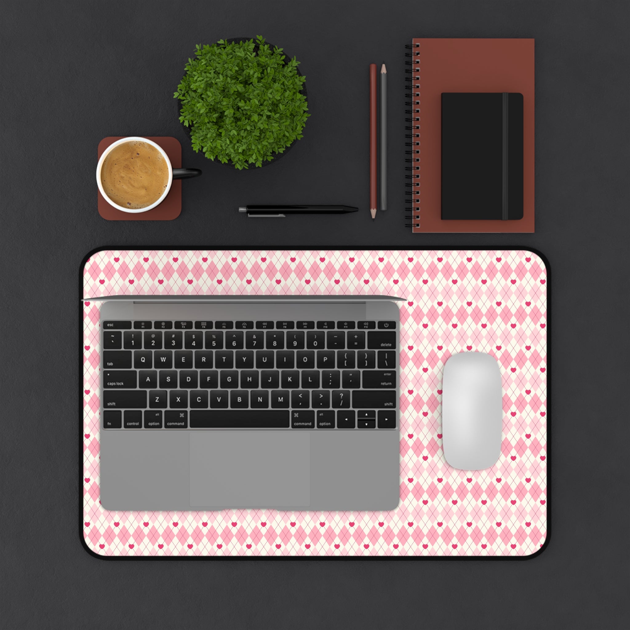 Pink Vintage Heart Love Valentines Gift, Mouse Pad, Desk Matt for Desktop, Cute Desk Pad Mat, XXL Large Mouse Pad for Desk, Anti-Slip Big Mousepad with Stitched Edges, Keyboard Pad Mouse Mat for Computer