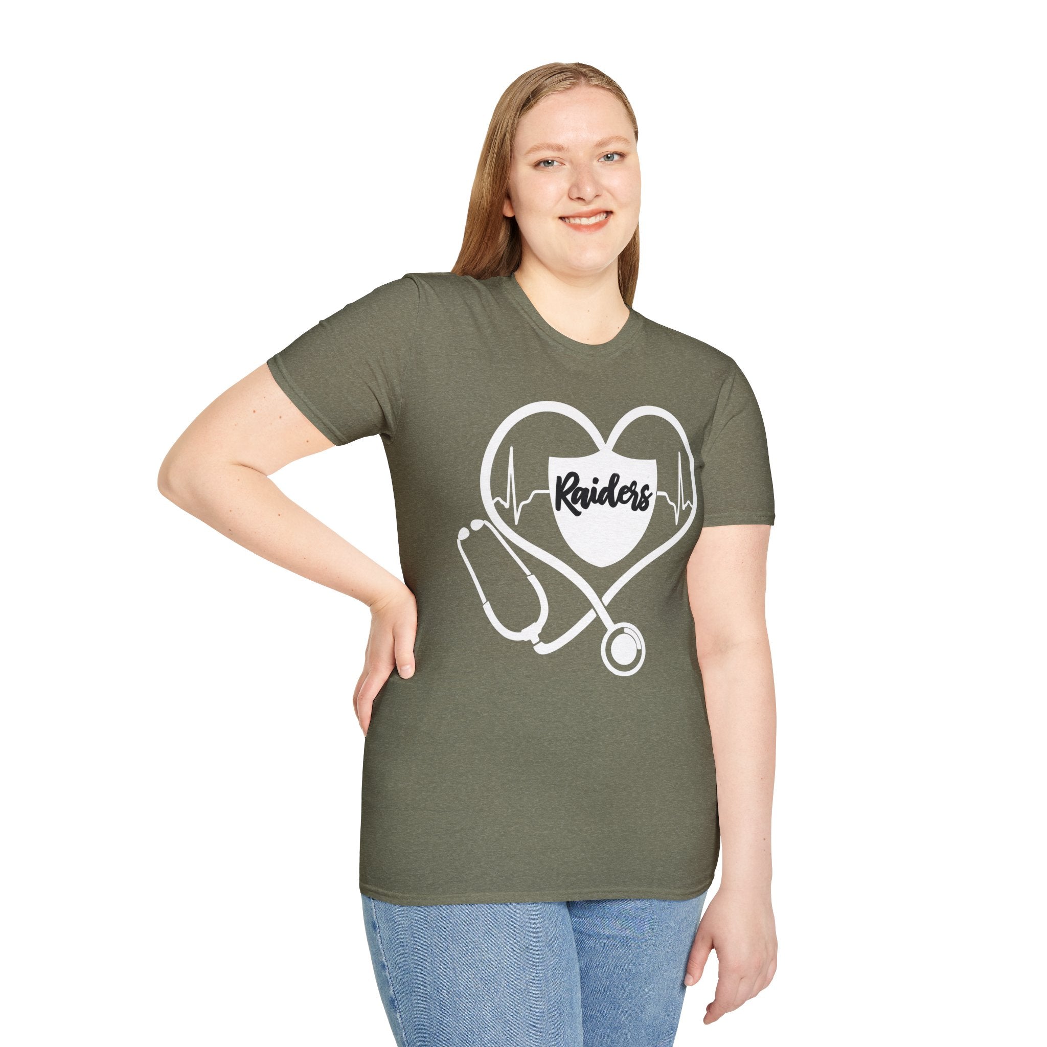 Stethoscope White Raiders Football T-Shirt, Sports Team Shirt, Fan Game Day Clothing, Football Fan Gift, Team Spirit Tee