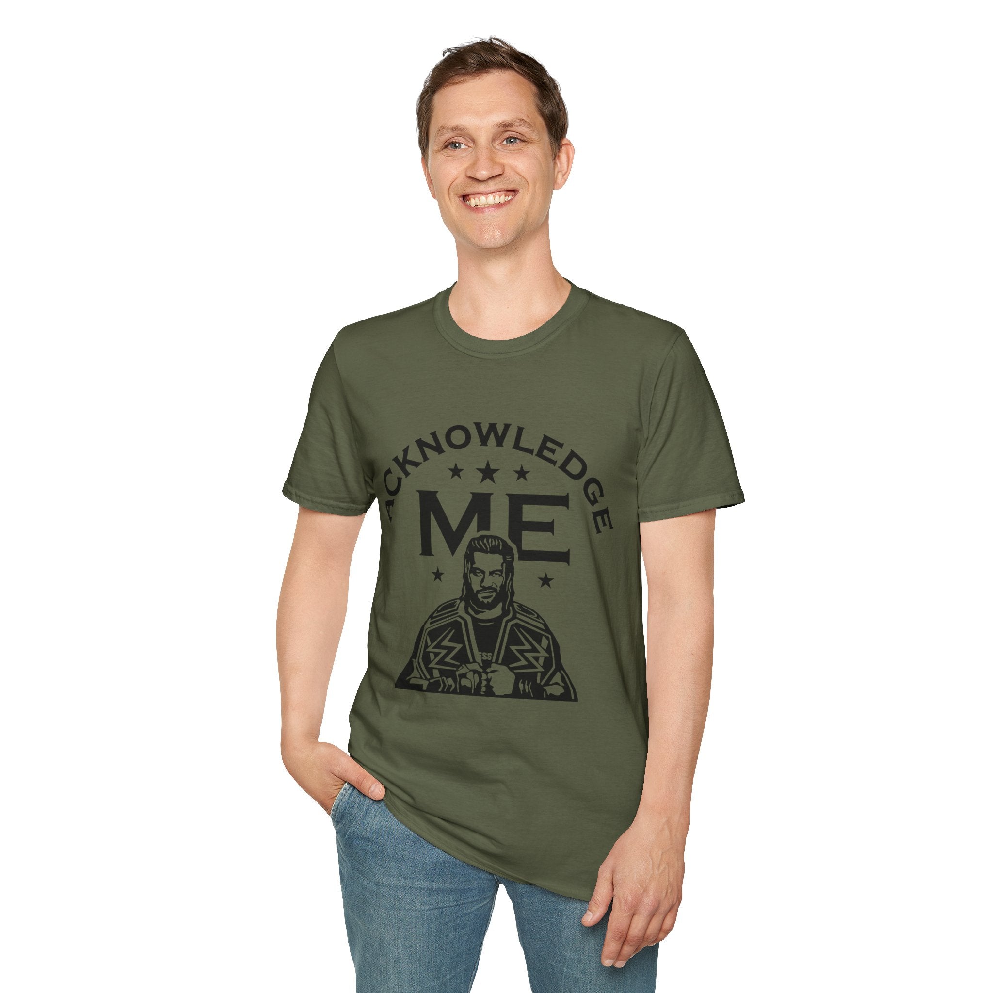 Roman Reigns Unisex Softstyle T-Shirt, Acknowledge Me Wrestling Fan Shirt, Gift, Wrestling Apparel, Roman Reigns Fan Tee