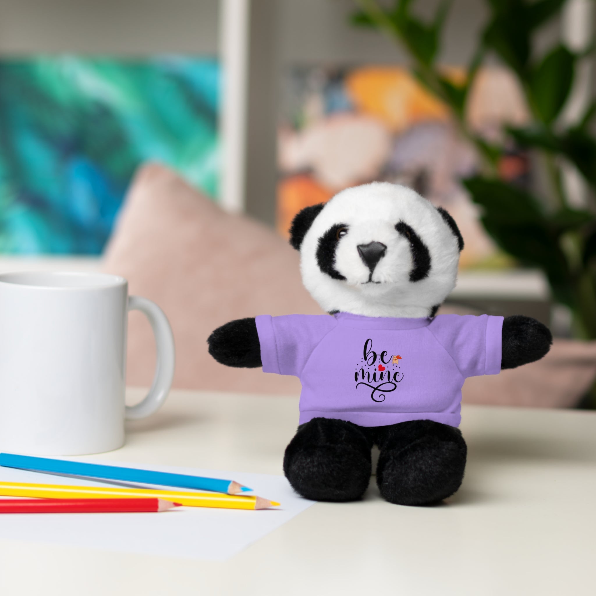 Lovely Panda Plushy, Be Mine, Stuffed Animals Shirt Printed, Suitable for Soft Valentine's Day Gift for Her, Him