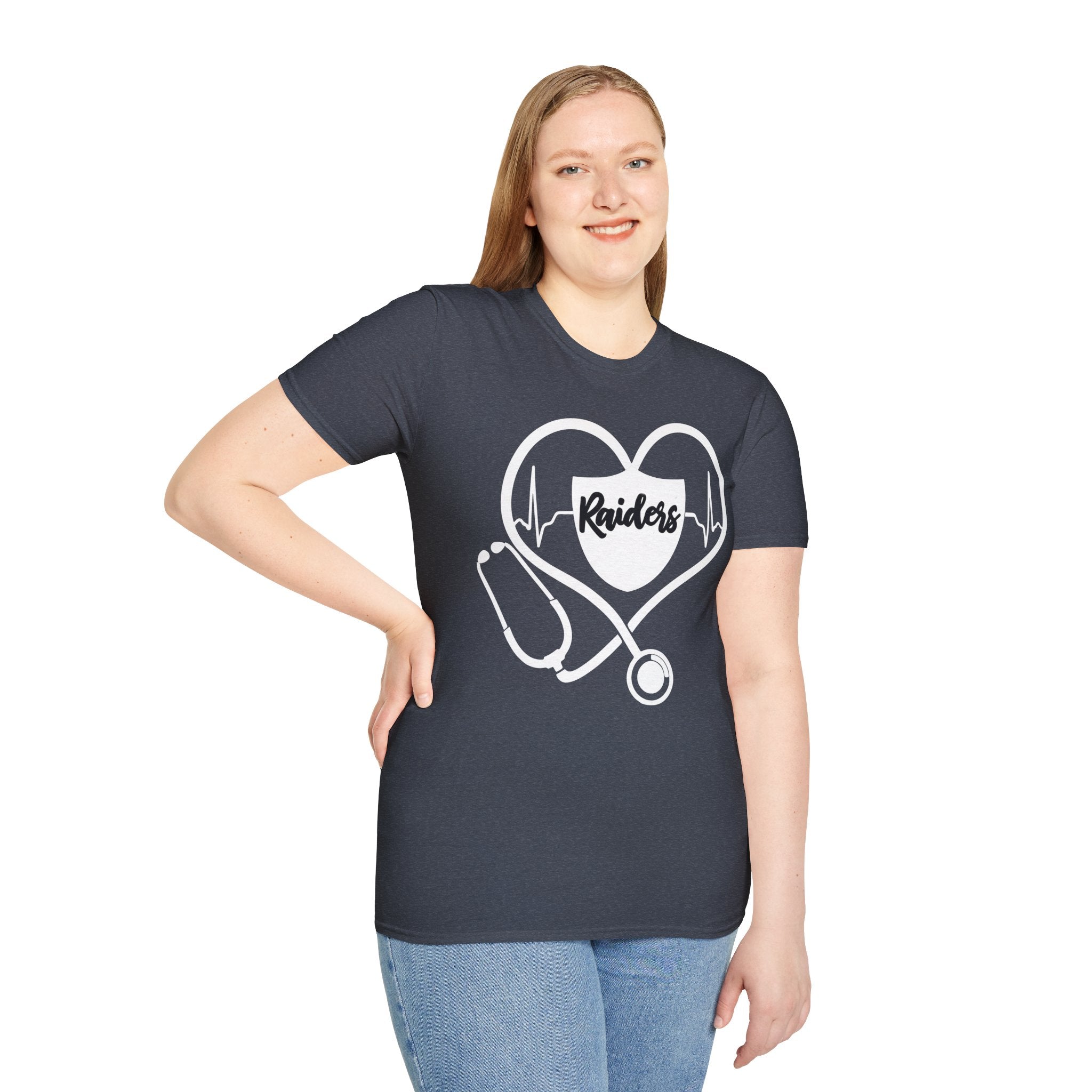 Stethoscope White Raiders Football T-Shirt, Sports Team Shirt, Fan Game Day Clothing, Football Fan Gift, Team Spirit Tee