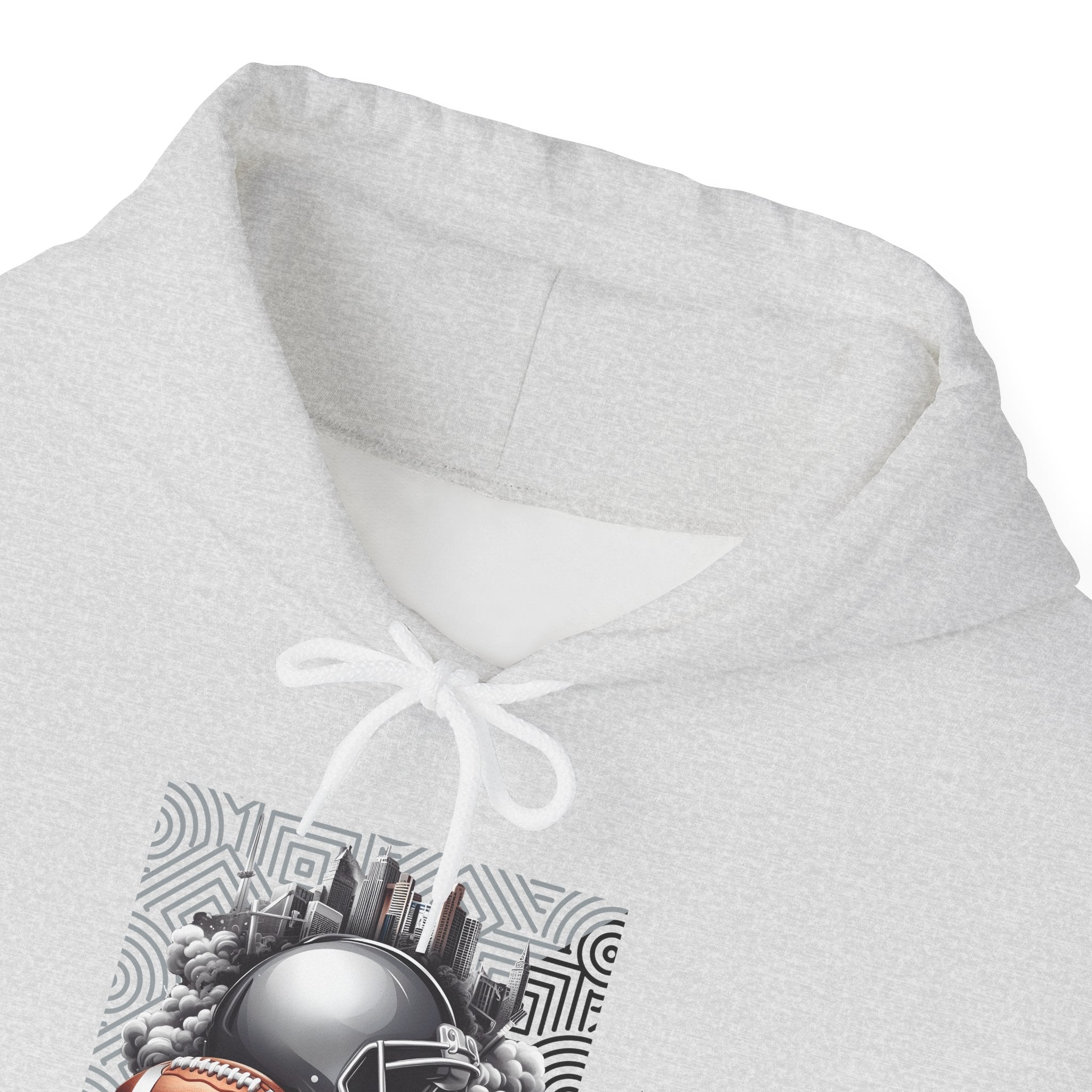 Gray Football and Helmet Shield Raiders Hoodie - Bold and Dominant, Ultimate Game-Day Gear, Raiders Football Hoodie Unisex