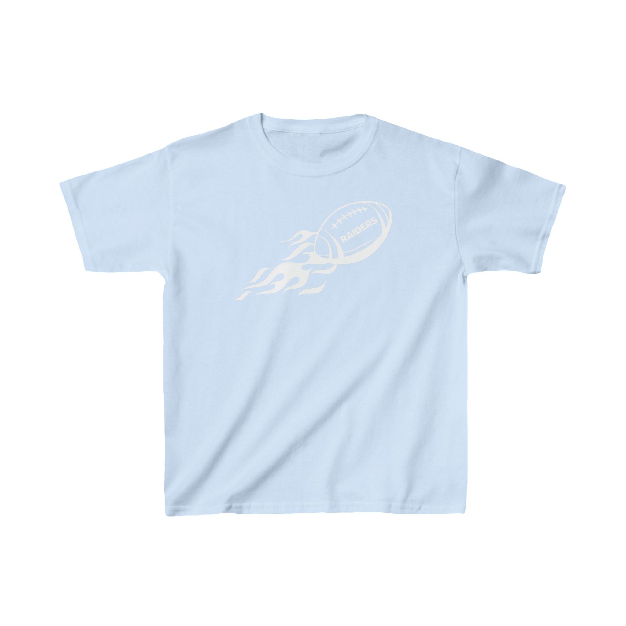 White Football on Flame Raiders Shirt for Kids, Gift Fan Sports Shirt, Children Shirt Clothing, Youth Team Game Day Shirt