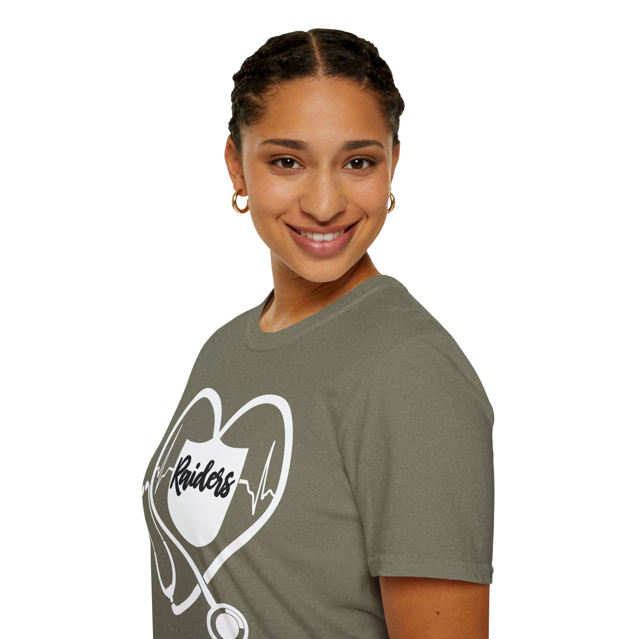 Stethoscope White Raiders Football T-Shirt, Sports Team Shirt, Fan Game Day Clothing, Football Fan Gift, Team Spirit Tee