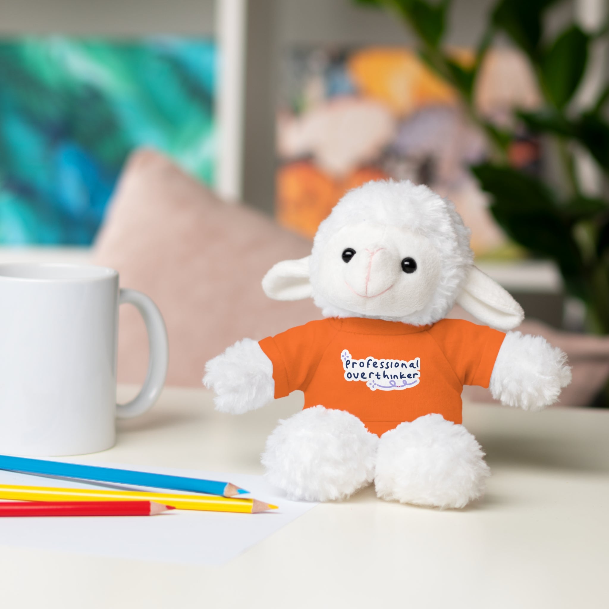 Bunny Plushy, Funny Professional Overthinker, Stuffed Animals Shirt Printed, Suitable for Soft Valentine's Day Gift
