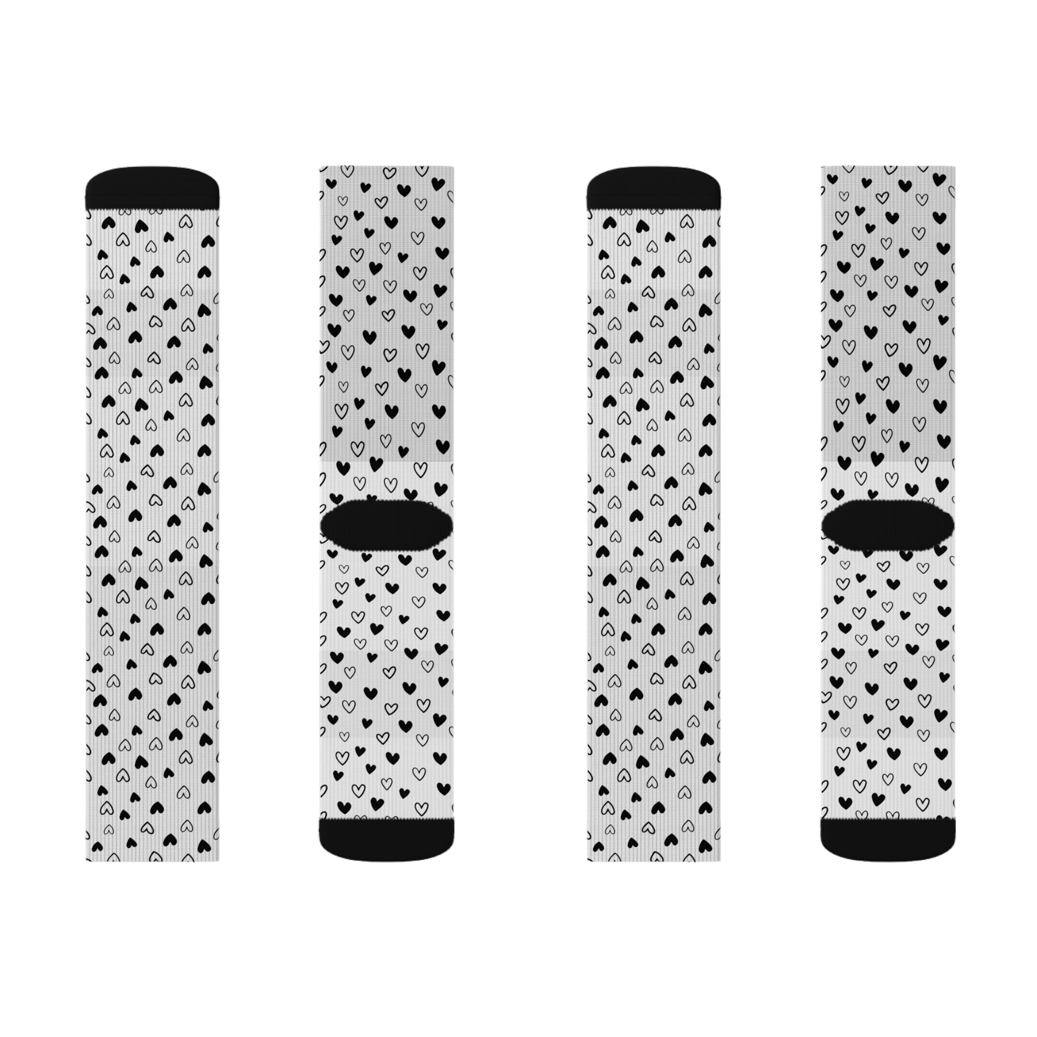 Heart Black White Minimalist Socks Warm Crew Socks Socks for everyday wear