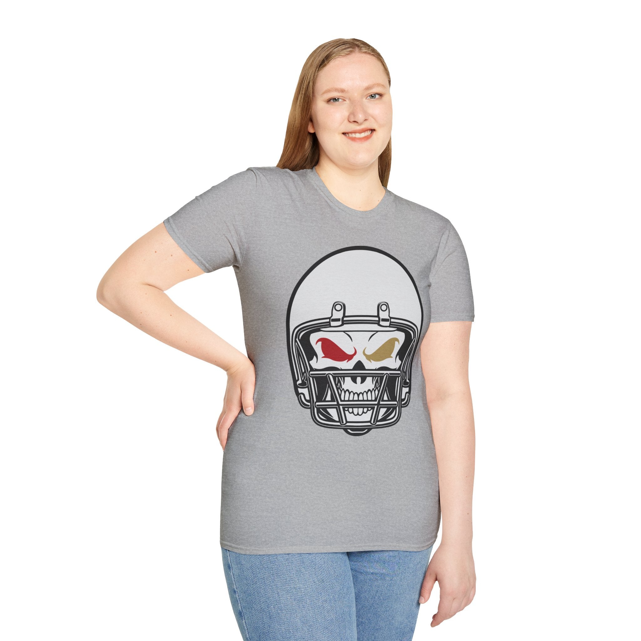 SF Football Skull Helmet T-Shirt - Unique Fan Apparel, Football Team Tee, Game Day Shirt, Sporty Top, Men's Women's Clothing
