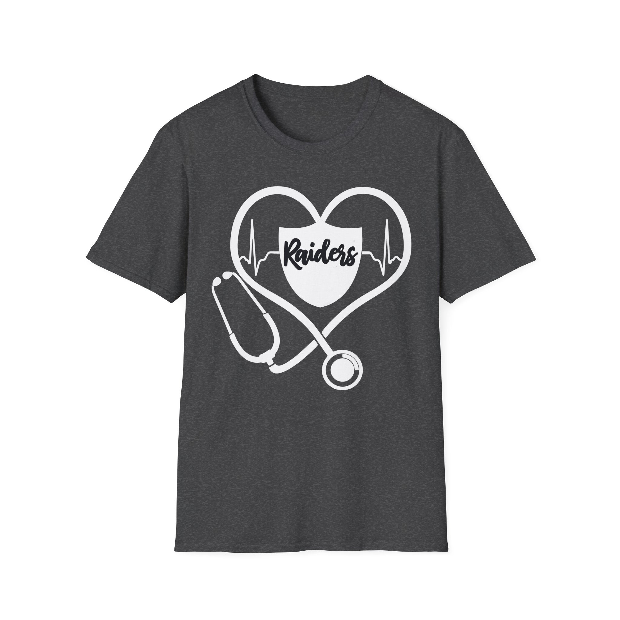 Stethoscope White Raiders Football T-Shirt, Sports Team Shirt, Fan Game Day Clothing, Football Fan Gift, Team Spirit Tee