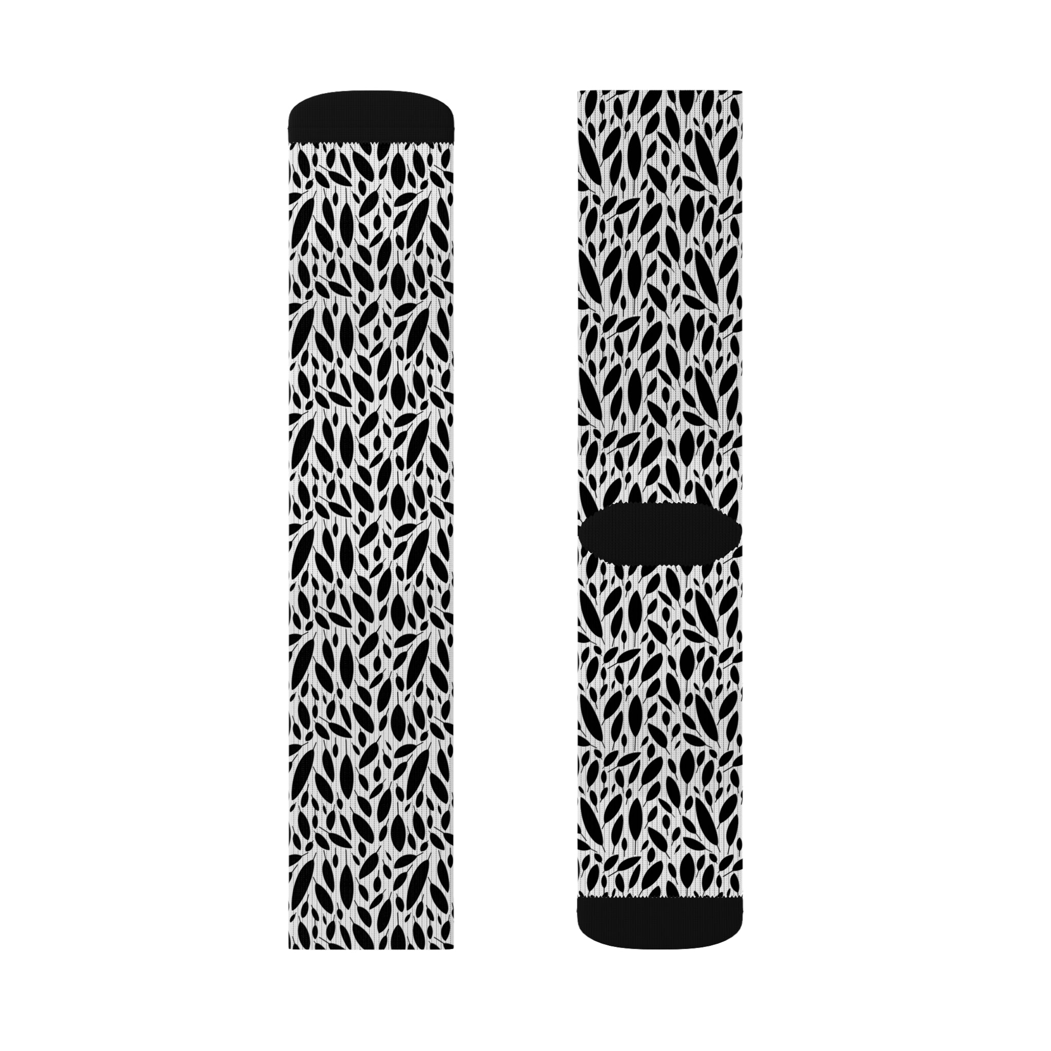 Black and White Botanical Pattern Socks Warm Crew Socks Socks for everyday wear