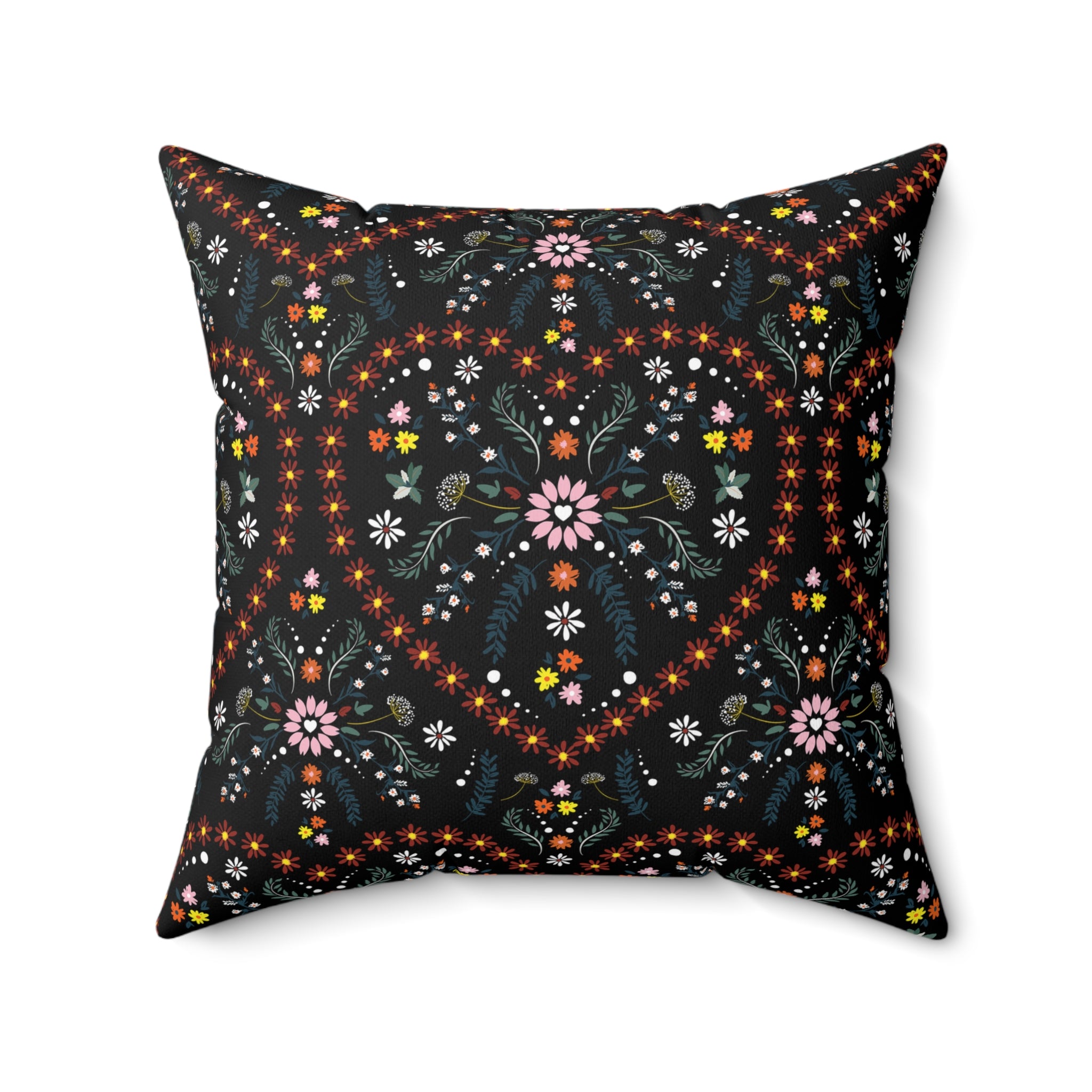 Heart Floral Elegant Vintage Pattern Print Pillow Covers, Decorative Couch Sofa Accent Pillows, Living Room Spun Polyester Square Pillow