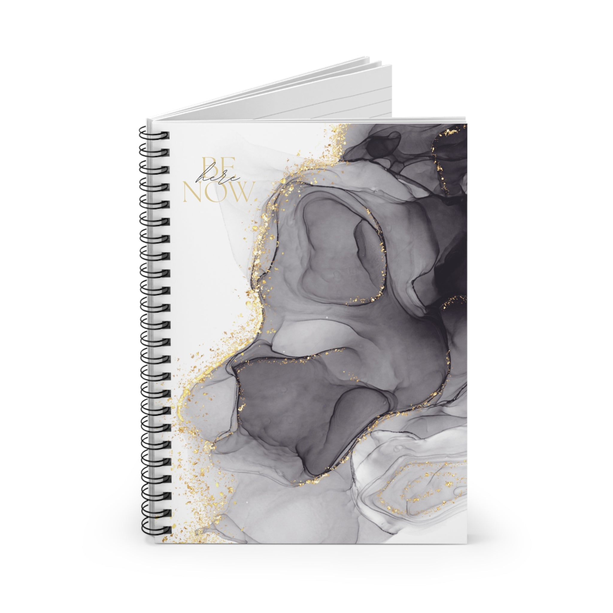 White Black Gold Notebook, Spiral Notebook - Ruled Line, Notebook, Office Supplies, School Supplies