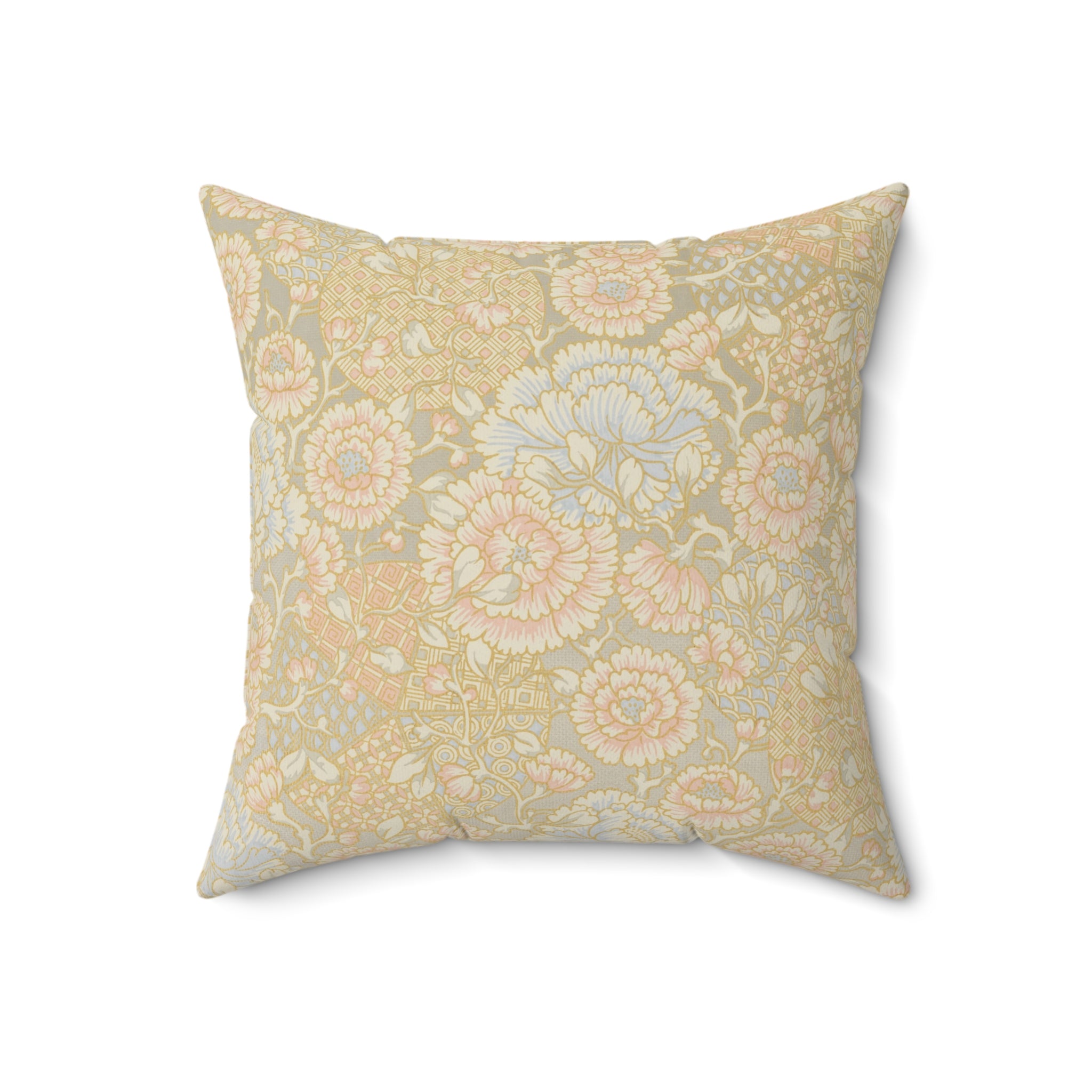 Floral Gold Elegant Vintage Pattern Print Pillow Covers, Decorative Couch Sofa Accent Pillows, Living Room Spun Polyester Square Pillow