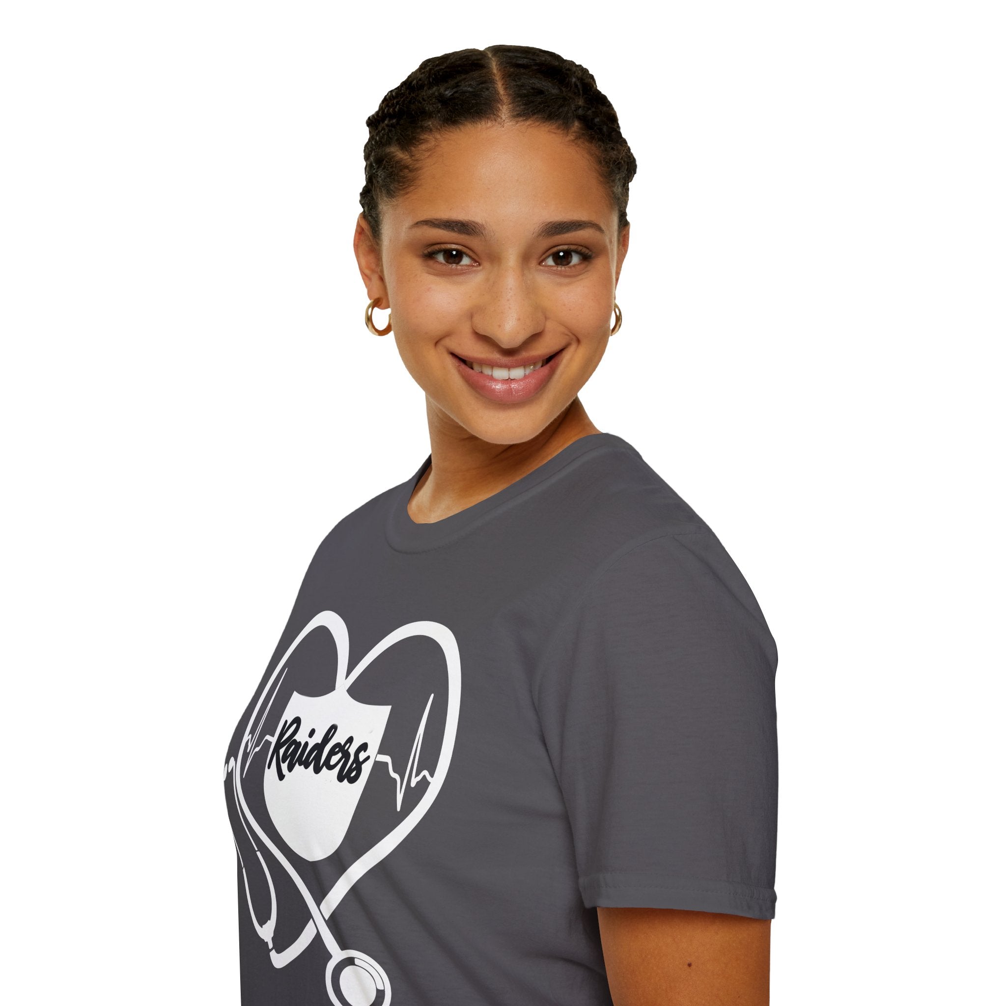 Stethoscope White Raiders Football T-Shirt, Sports Team Shirt, Fan Game Day Clothing, Football Fan Gift, Team Spirit Tee