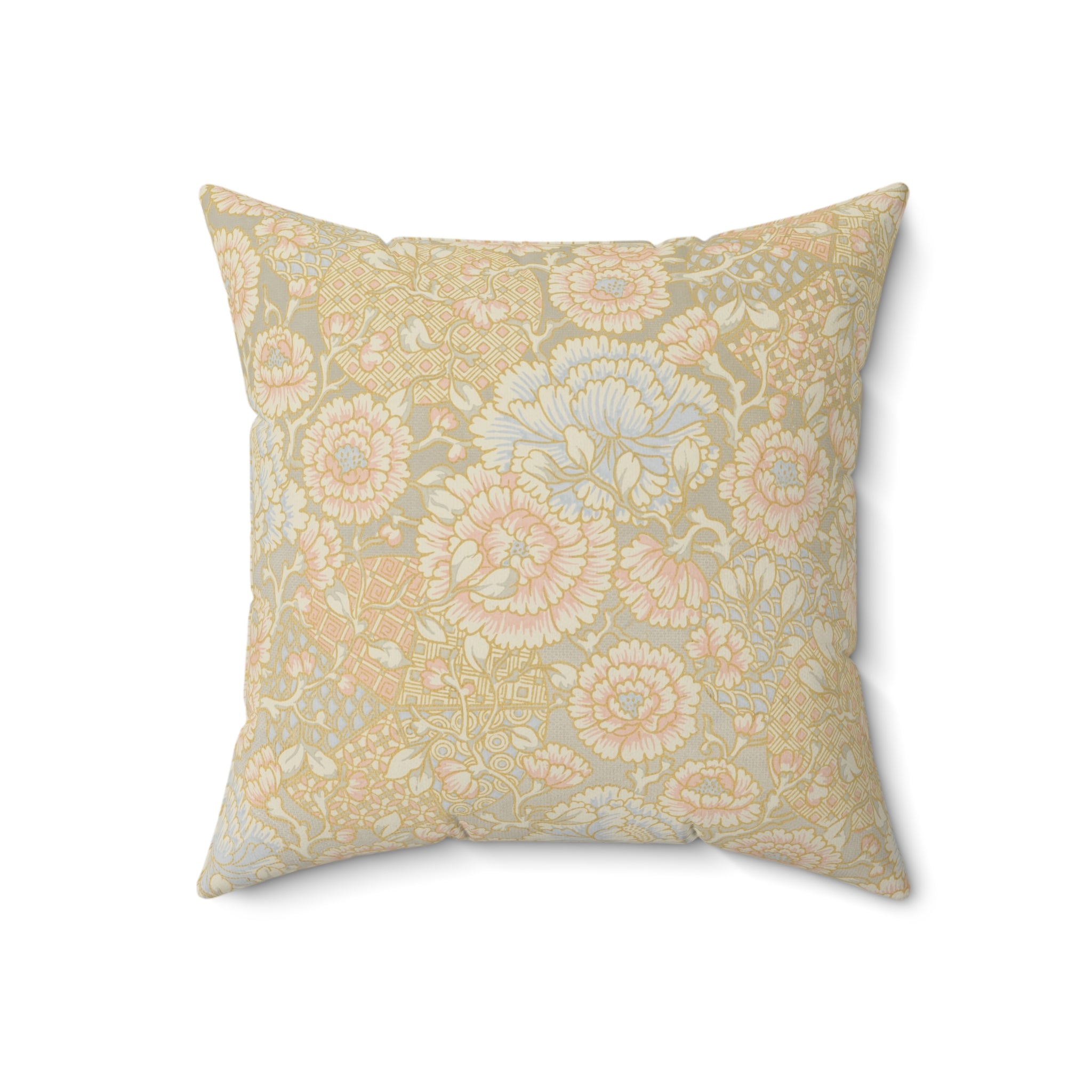 Floral Gold Elegant Vintage Pattern Print Pillow Covers, Decorative Couch Sofa Accent Pillows, Living Room Spun Polyester Square Pillow