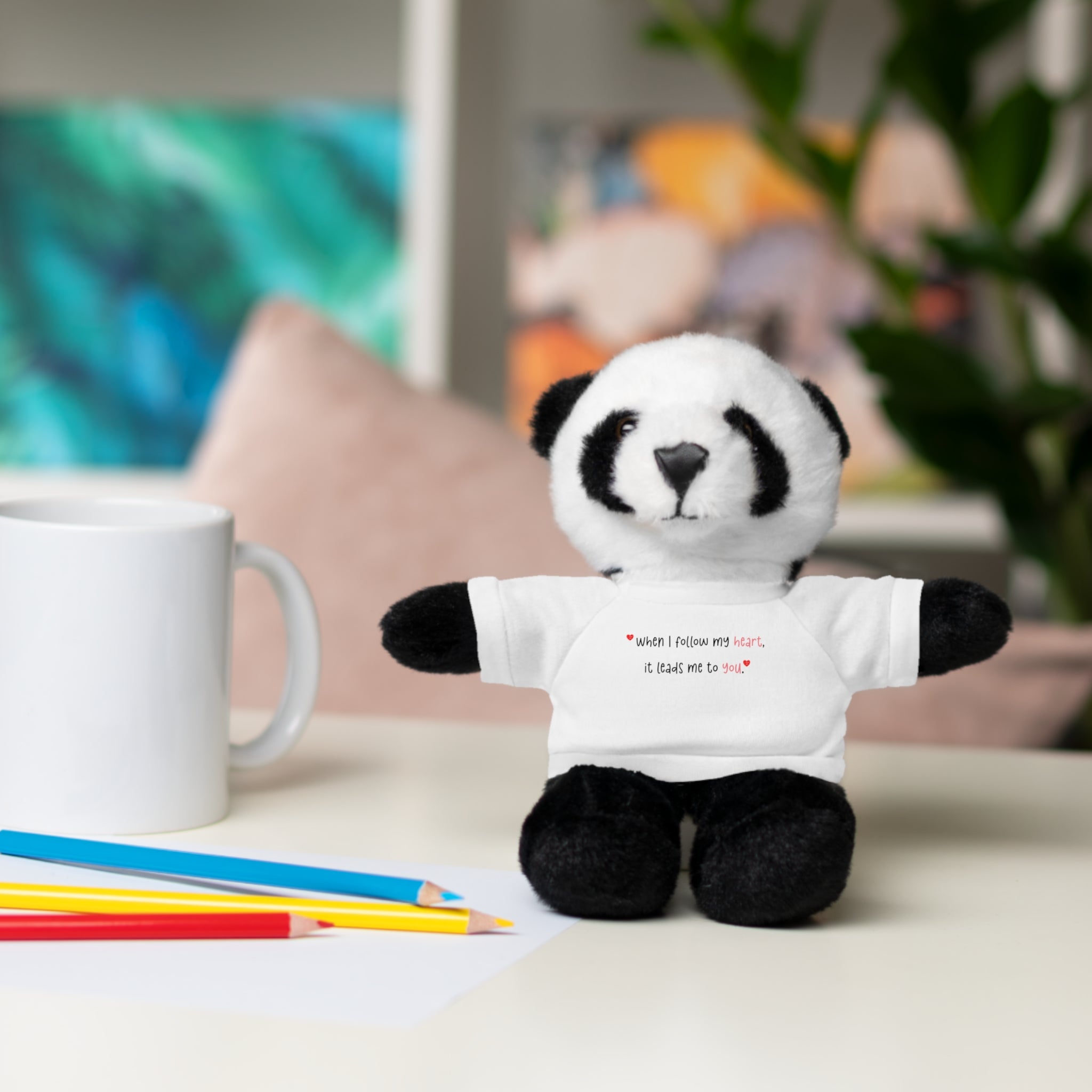 Panda Plushies, I Love You, Stuffed Animals Shirt Printed, Suitable for Soft Valentine's Day Gift Plush Bear Toy