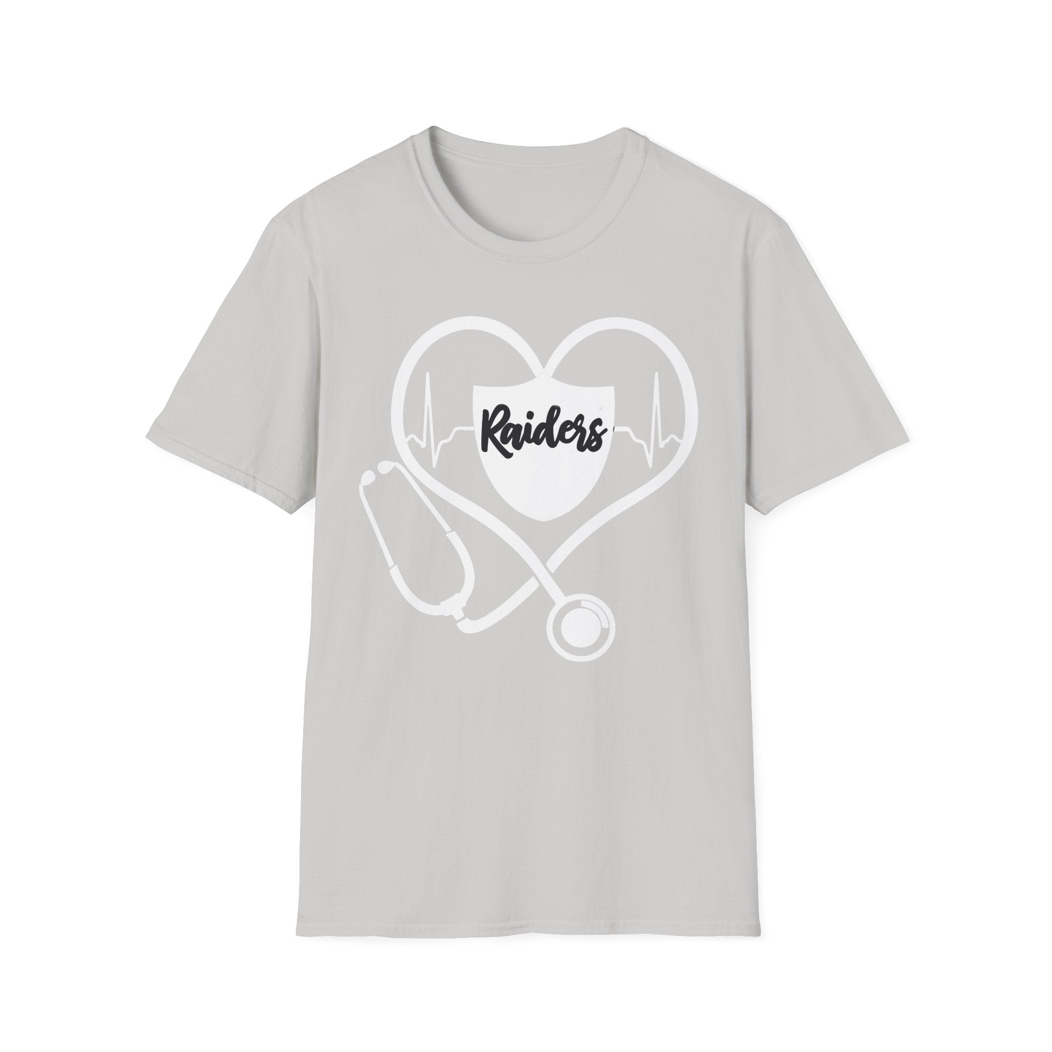 Stethoscope White Raiders Football T-Shirt, Sports Team Shirt, Fan Game Day Clothing, Football Fan Gift, Team Spirit Tee