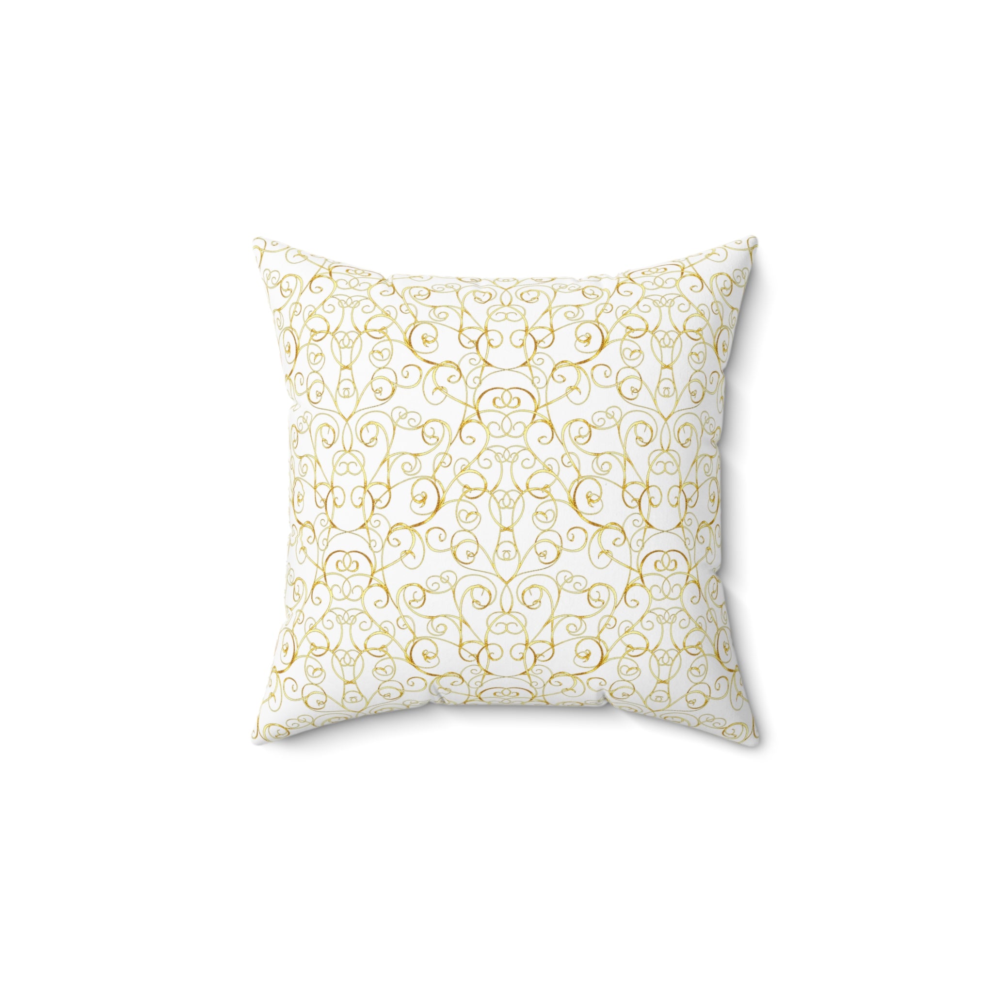 Gold Vintage Pattern Print Pillow Covers, Decorative Couch Sofa Accent Pillows, Living Room Spun Polyester Square Pillow