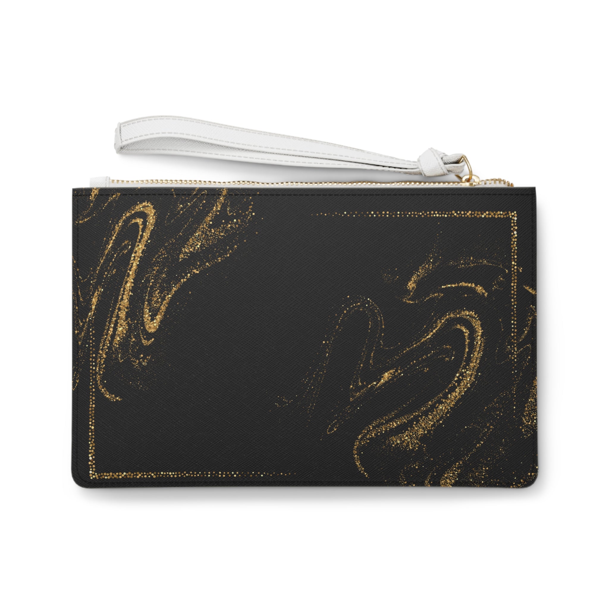 Black Gold Minimalist Clutch Bag - Valentines Gift, Cute Design, Women Wallet Wristlet Clutch, Purses for Women Wristlet, Handbags Small Wallet Purses, Ladies Gifts