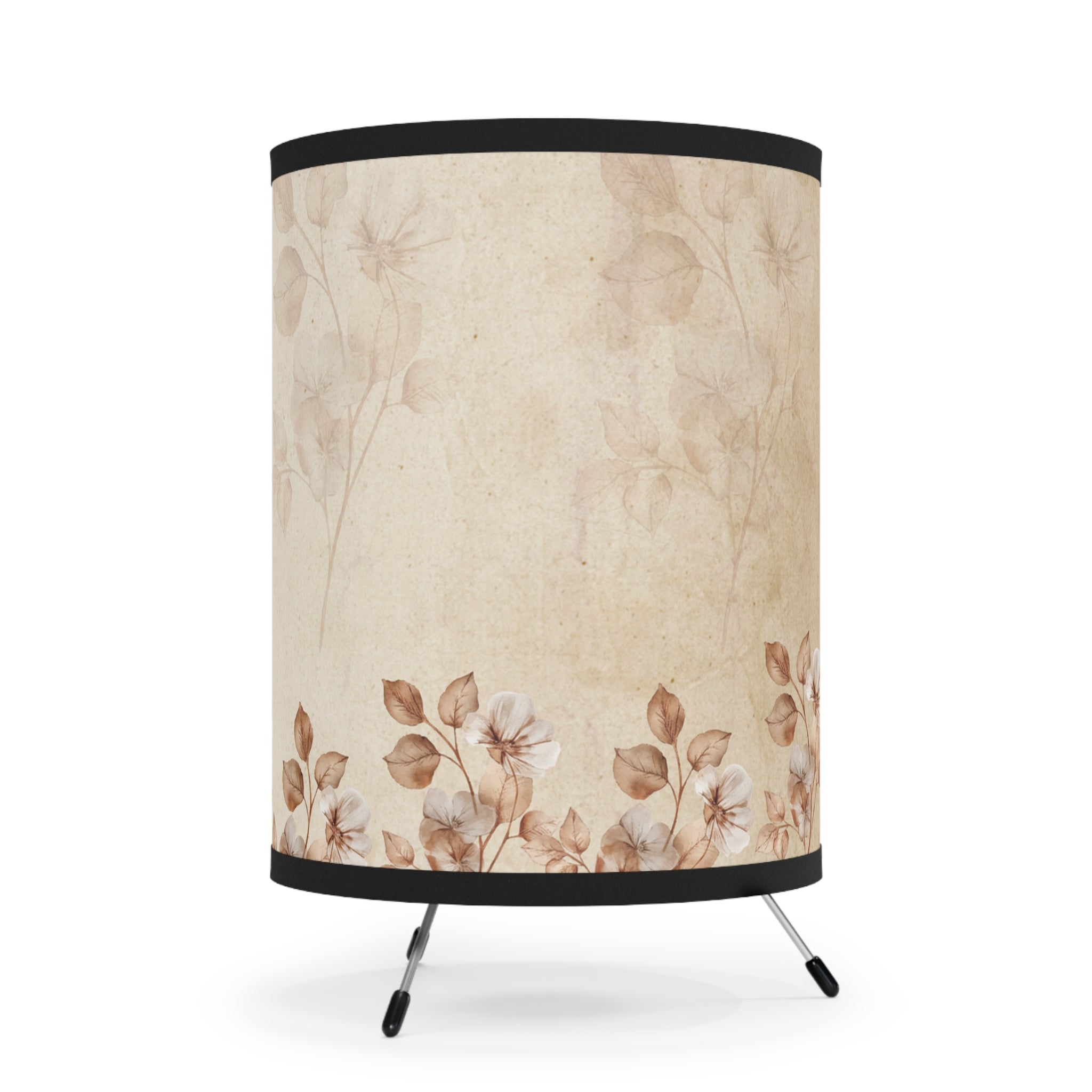 Beige Brown Vintage Floral Lamp, Desk Lamp for Bedroom, Living Room, Modern Style, Floral Bedside Lamp, Home Decor