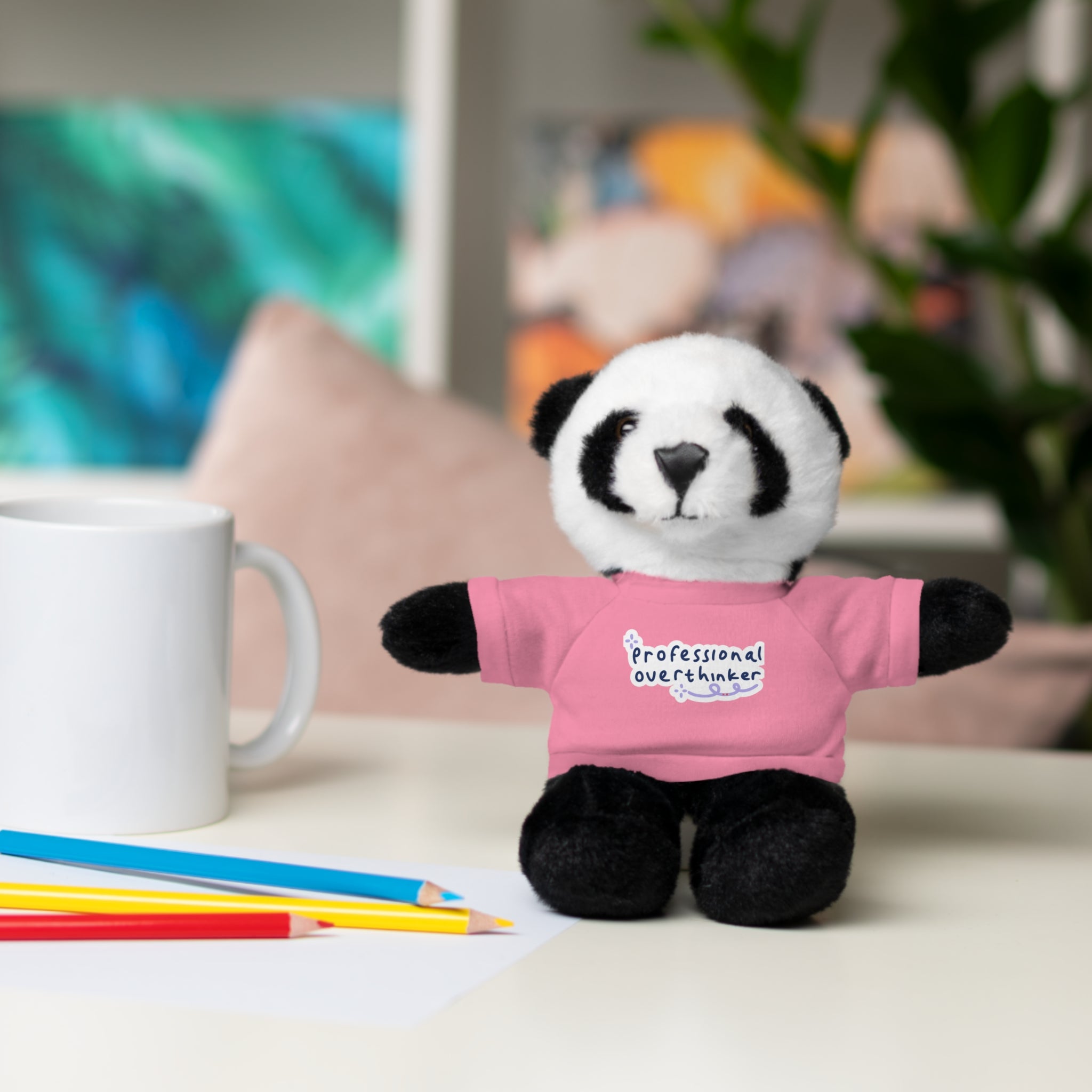 Bunny Plushy, Funny Professional Overthinker, Stuffed Animals Shirt Printed, Suitable for Soft Valentine's Day Gift