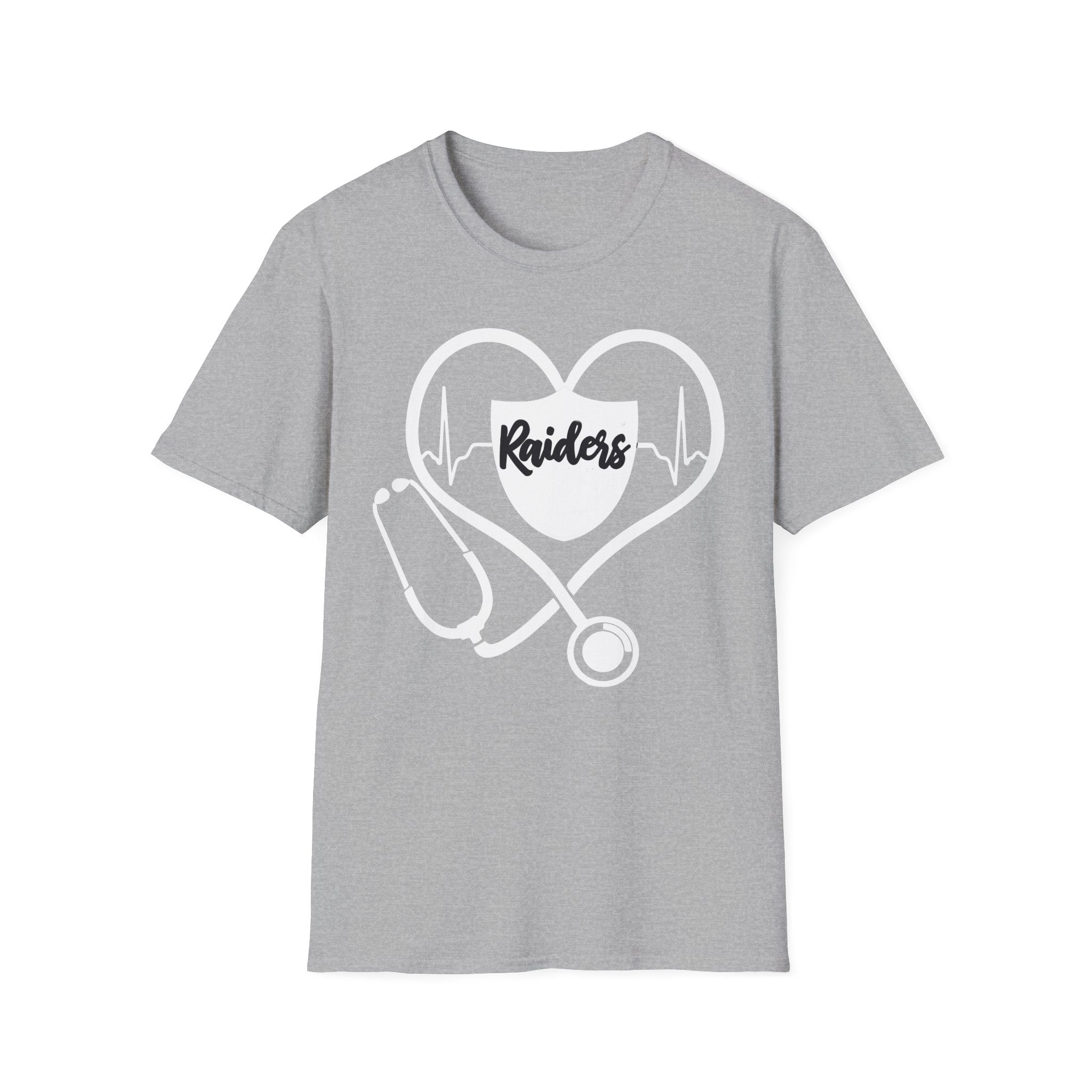 Stethoscope White Raiders Football T-Shirt, Sports Team Shirt, Fan Game Day Clothing, Football Fan Gift, Team Spirit Tee