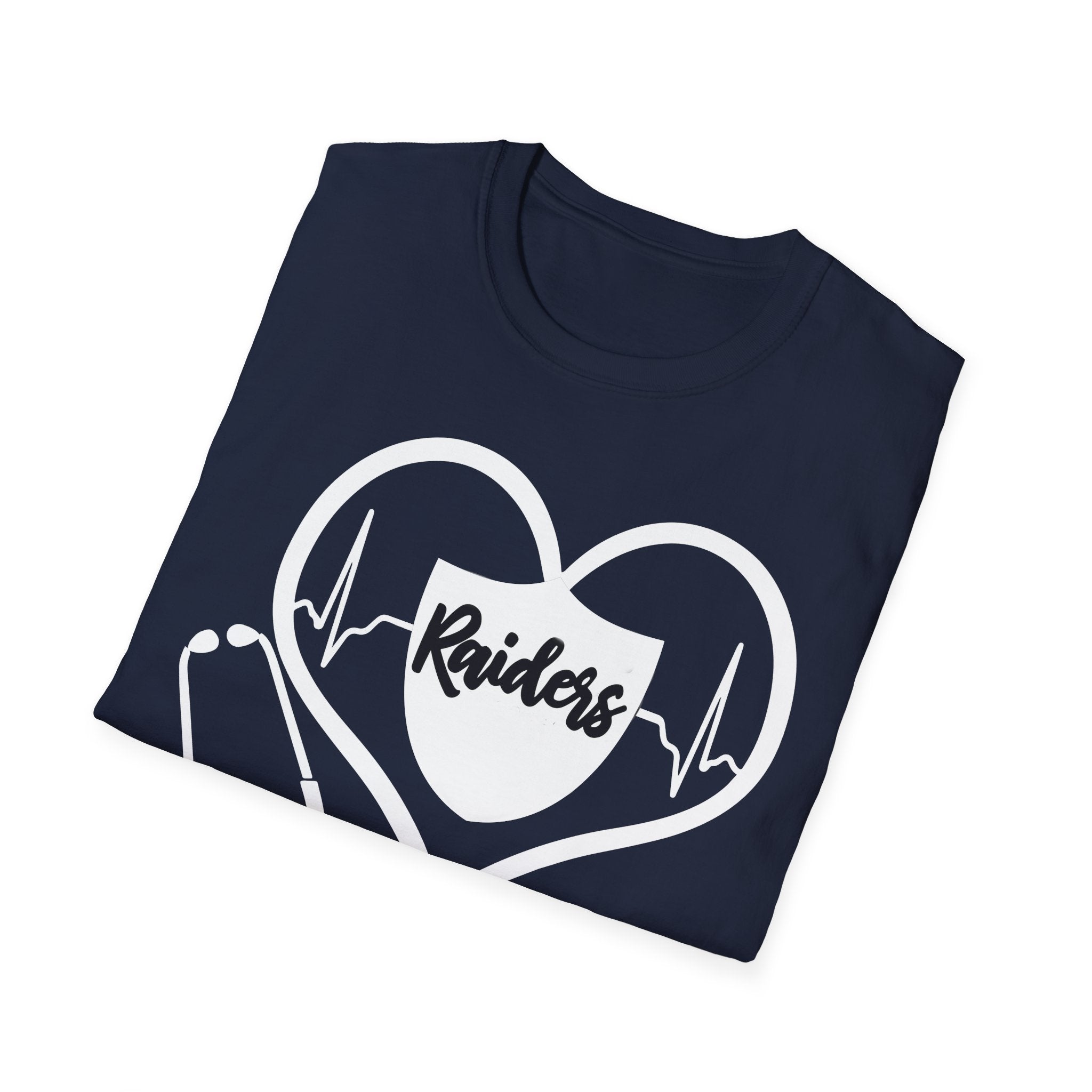Stethoscope White Raiders Football T-Shirt, Sports Team Shirt, Fan Game Day Clothing, Football Fan Gift, Team Spirit Tee