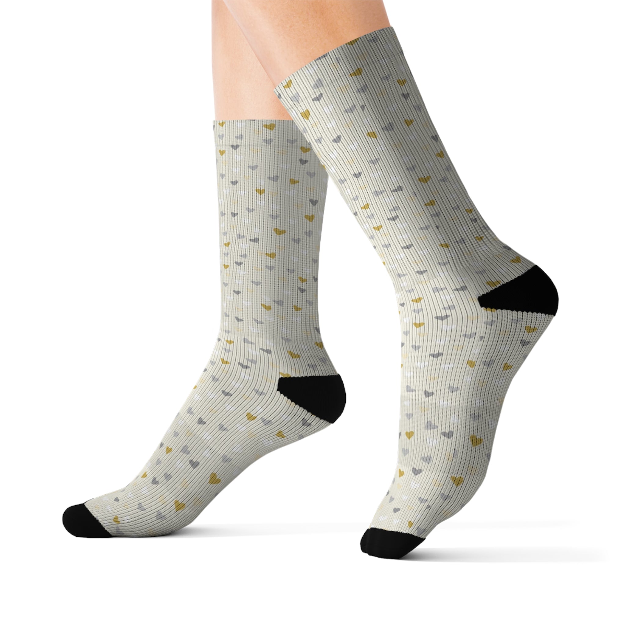 Pastel Cute Pattern Hearts Socks Warm Crew Socks Socks for everyday wear