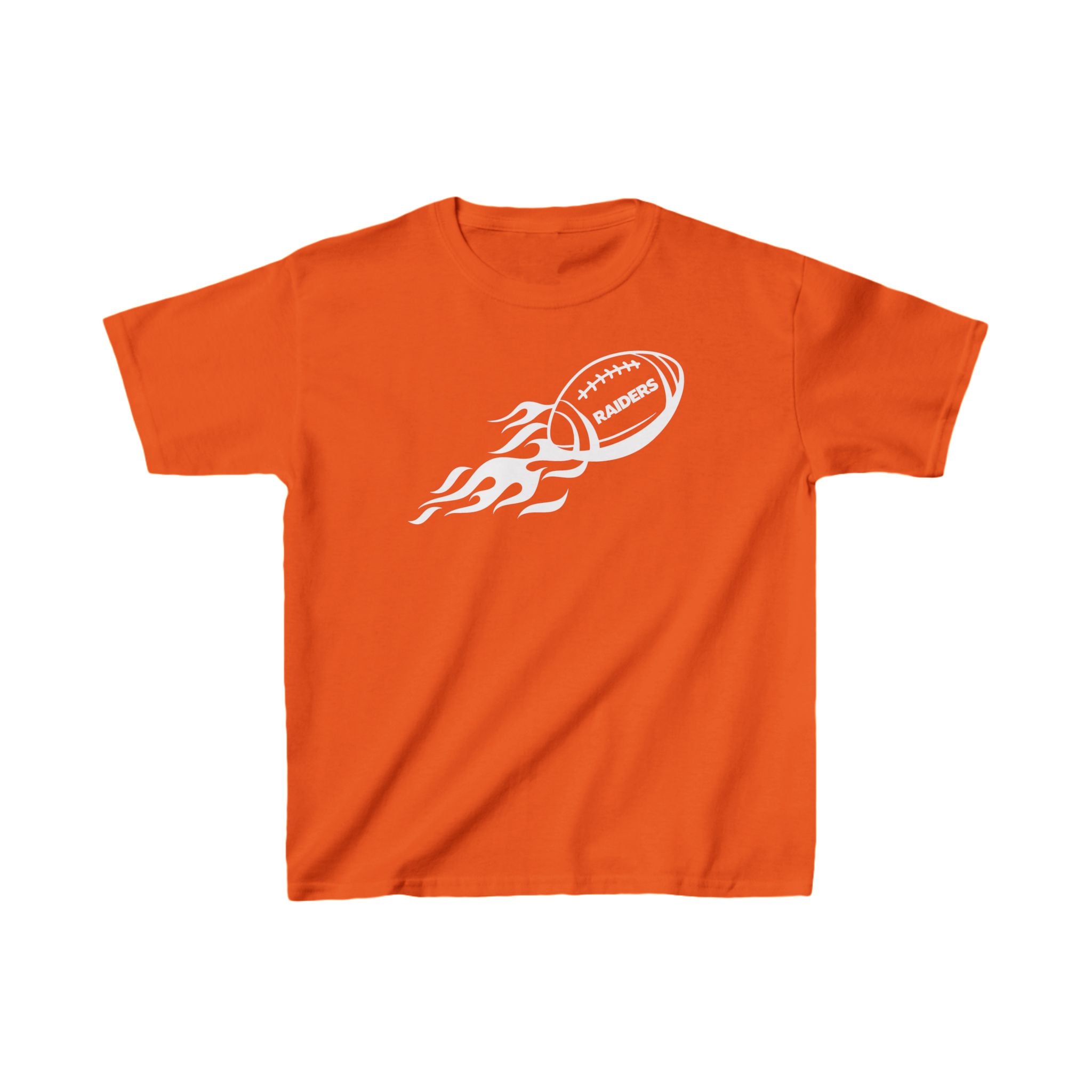 White Football on Flame Raiders Shirt for Kids, Gift Fan Sports Shirt, Children Shirt Clothing, Youth Team Game Day Shirt