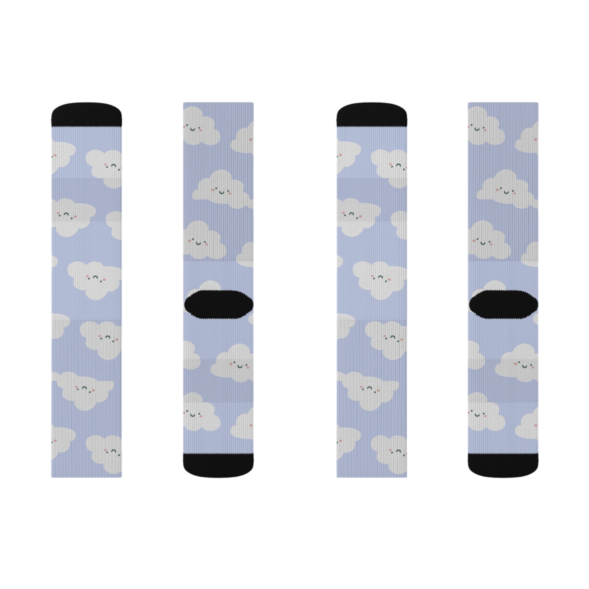 Blue and White Clouds Cute Simple Socks Warm Crew Socks Socks for everyday wear