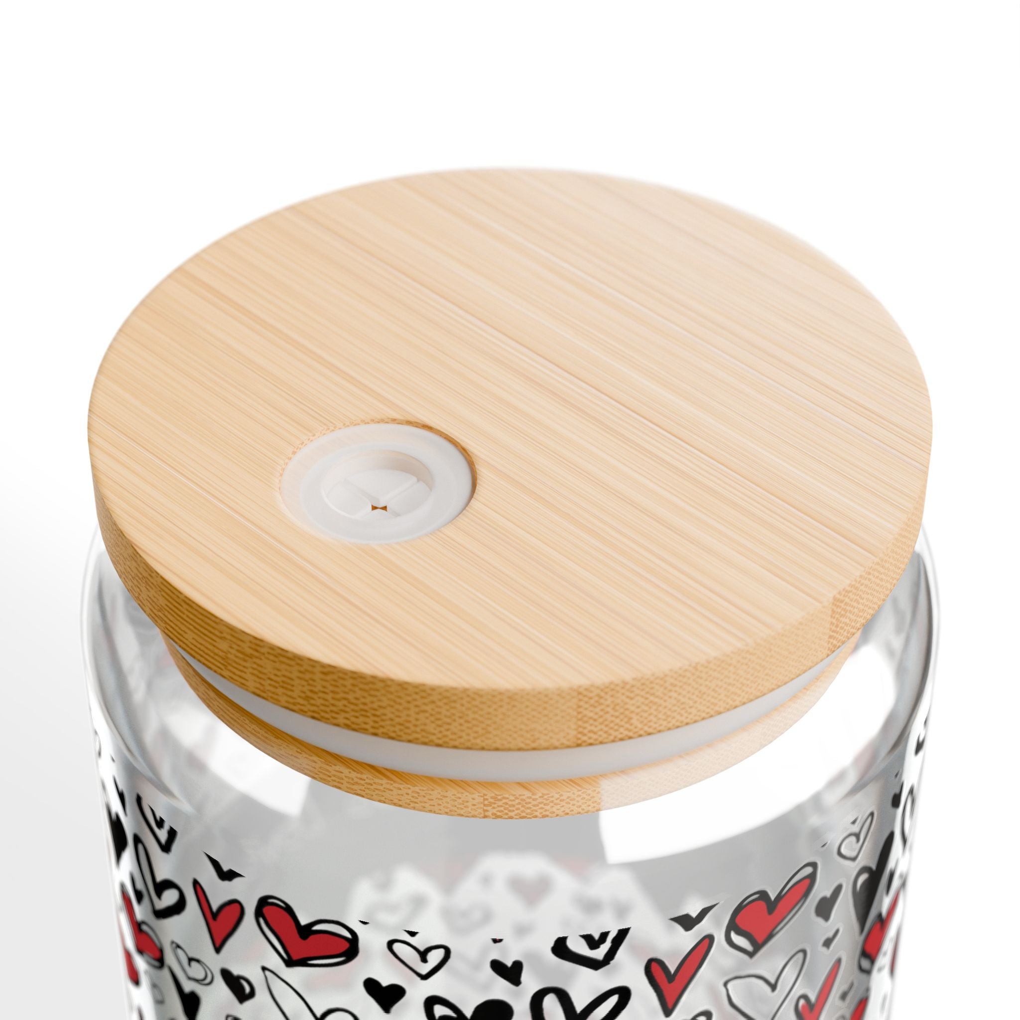 Glass Sipper 16oz - Loved Valentines Day Gift for Teachers, Girlfriend, Boyfriend, Valentines Give Away, Glasses Drinking Set, Iced Coffee Cup with Bamboo Lids, Drinking Glasses Tumbler with Straw and Lid, Glass Can Coffee Cups, Drinking Glassware