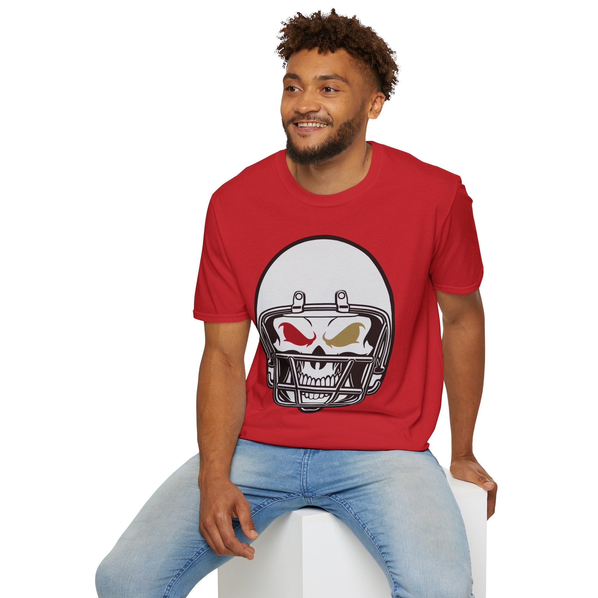 SF Football Skull Helmet T-Shirt - Unique Fan Apparel, Football Team Tee, Game Day Shirt, Sporty Top, Men's Women's Clothing