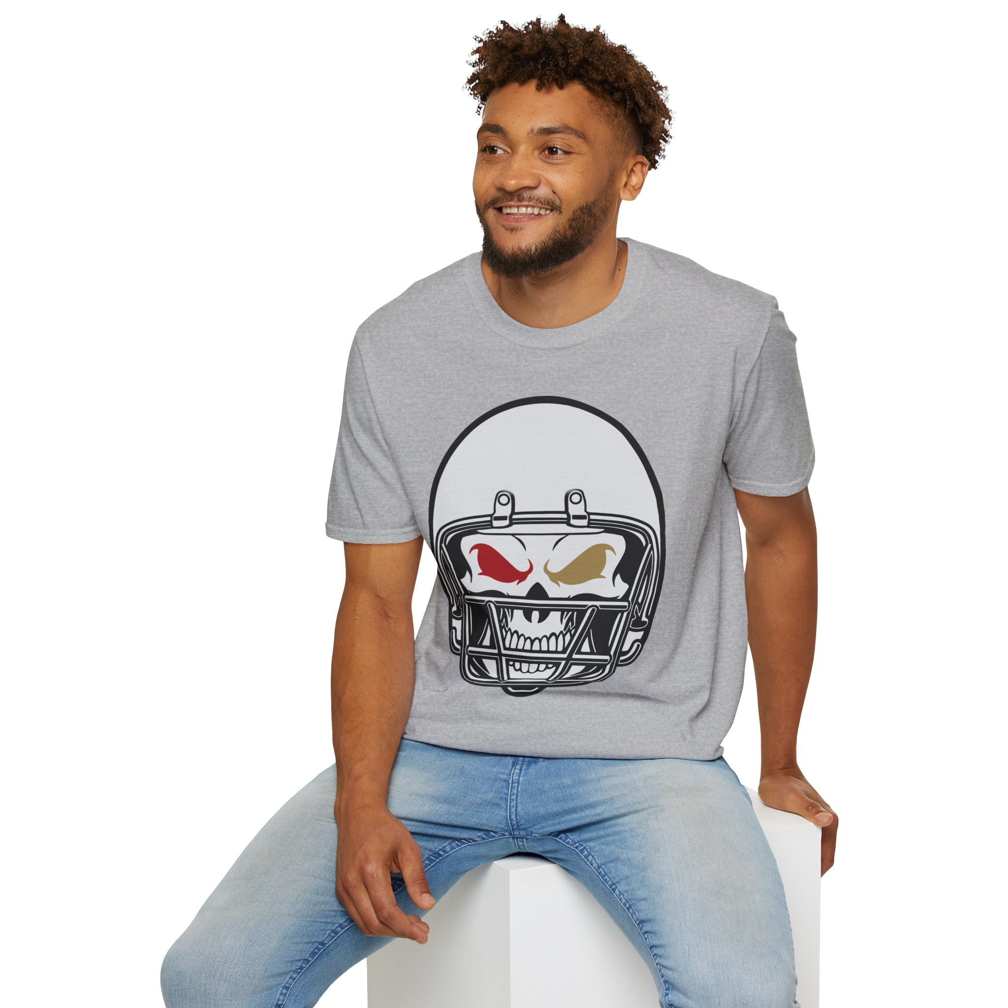 SF Football Skull Helmet T-Shirt - Unique Fan Apparel, Football Team Tee, Game Day Shirt, Sporty Top, Men's Women's Clothing